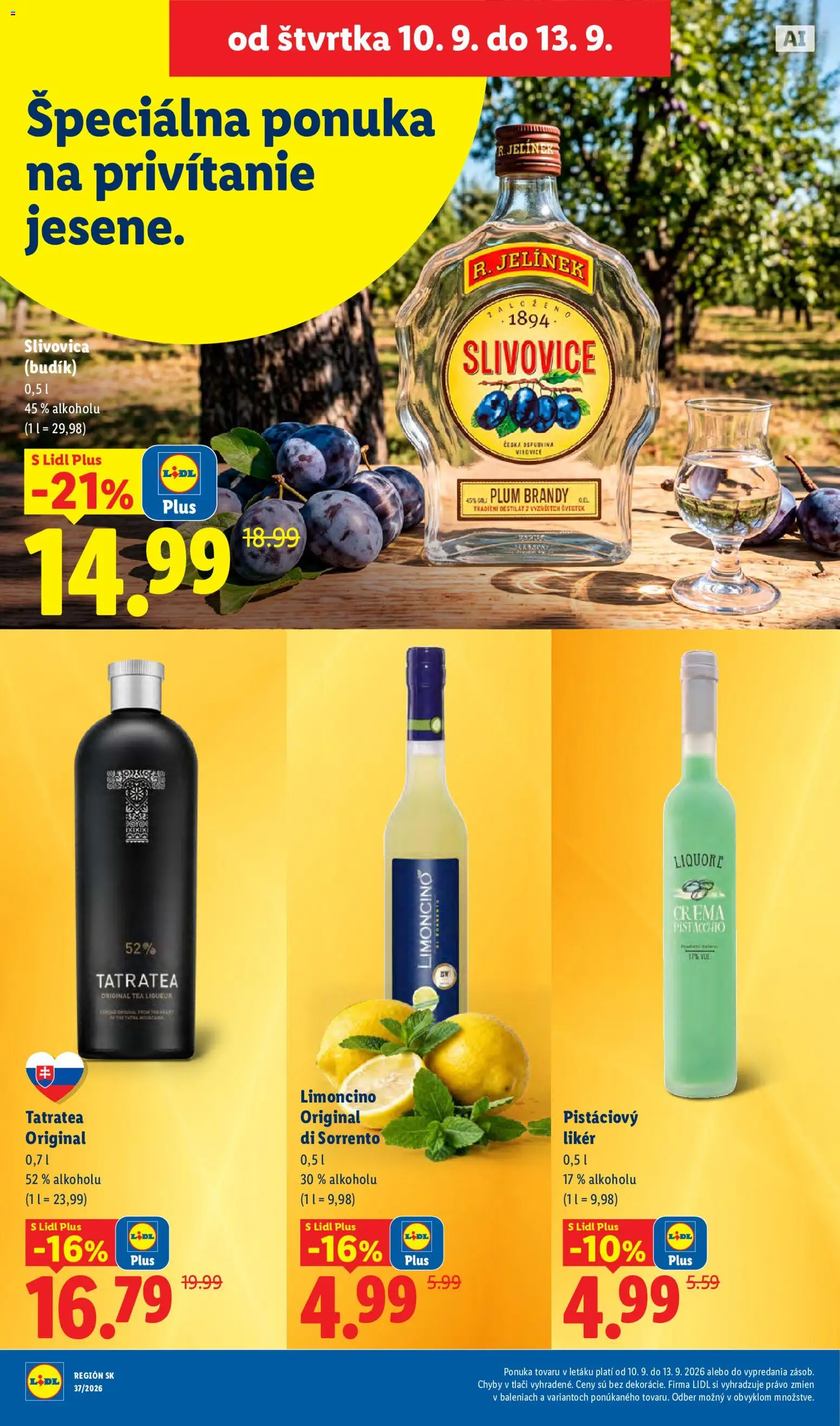 Nové Lidl akcie – leták je platný od 07.09.2026 | Strana: 70 | Produkty: Slivovica, Brandy, Budík