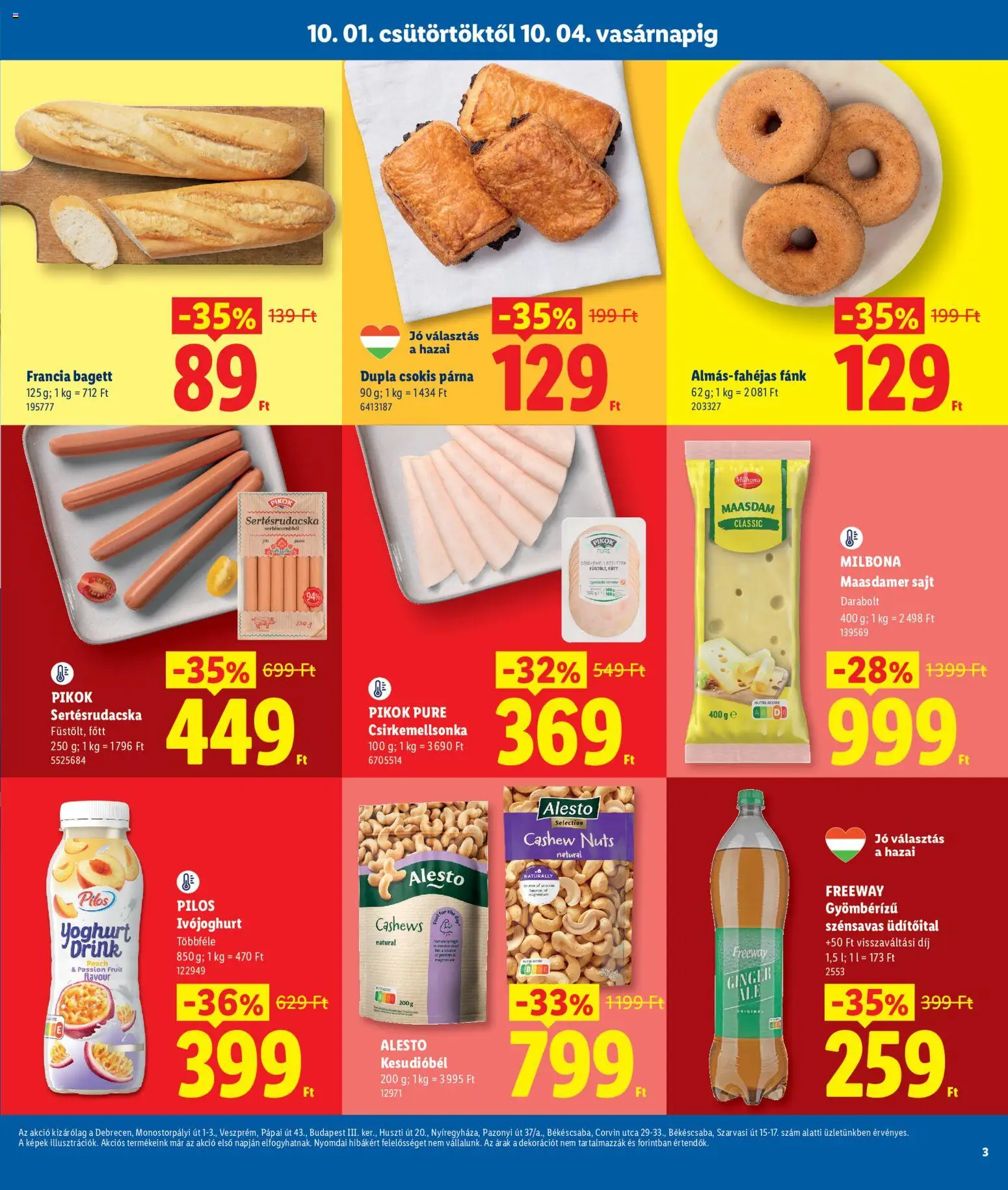 Lidl akciós ujság - amely érvényes a következő dátumtól: 2026.10.01. | Oldal: 3 | Termékek: Milbona, Szarvasi, Sajt, Baguette