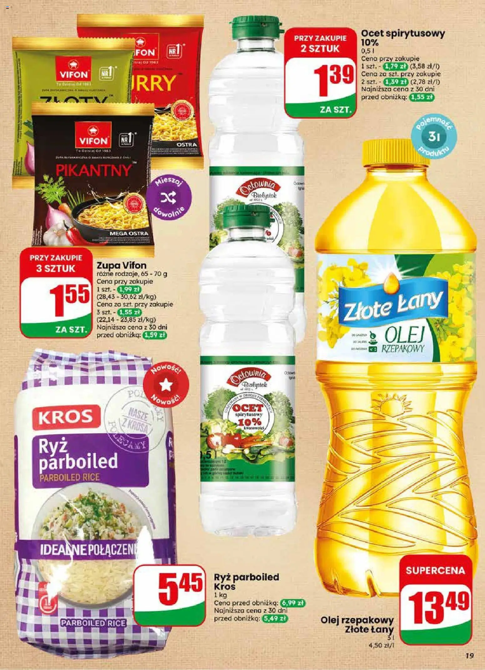 Dino gazetka od 03.06.2026 | Strona: 19 | Produkty: Ocet spirytusowy, Olej rzepakowy, Zupa, Olej