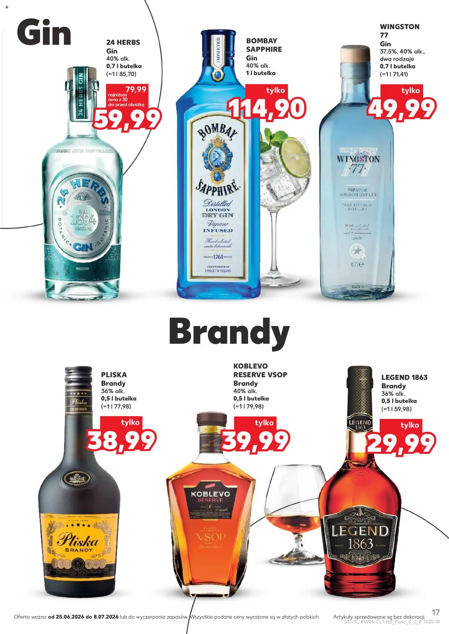 Kaufland Polsko leták - Barek od 25.06.2026 | Strana: 17 | Produkty: Gin Bombay, Gin, Brandy, Dry gin