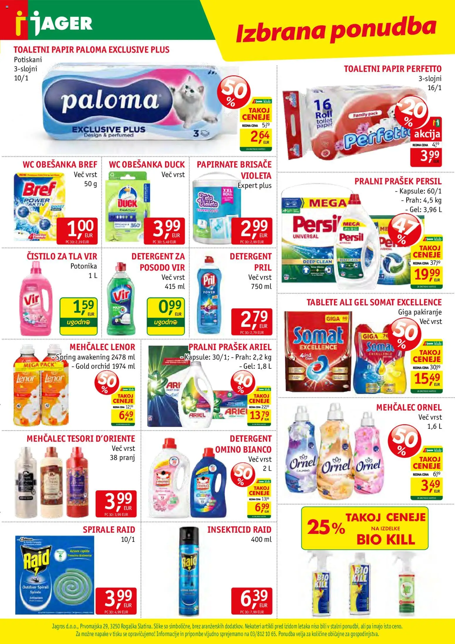 Novi Jager katalog ponudbe – veljaven od 03.06.2026 | Stran: 15 | Izdelki: Prašek, Mehčalec, Toaletni papir, Papirnate brisače