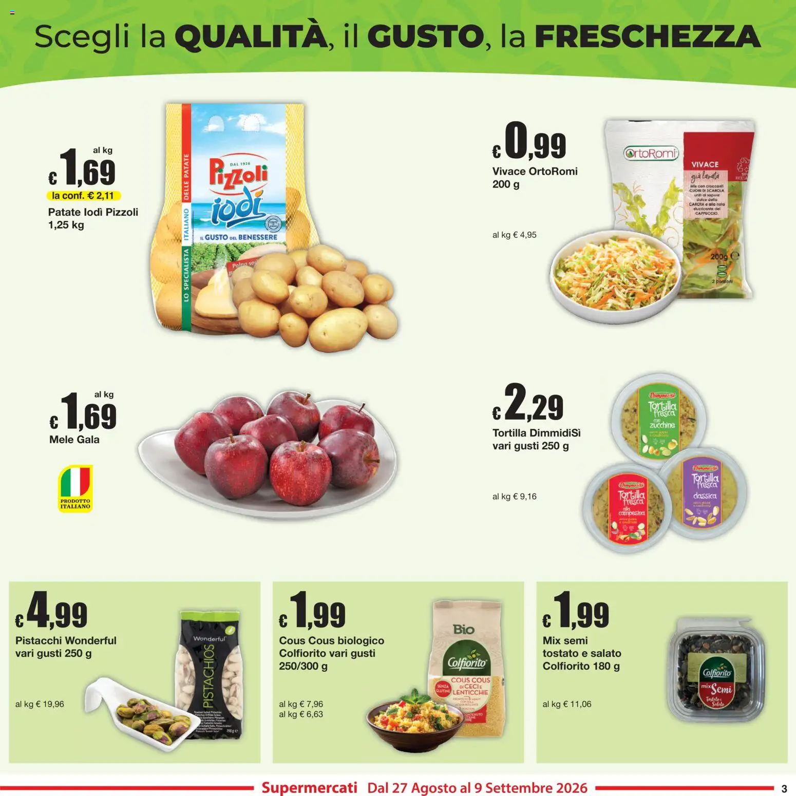 Volantino Sì con Te del 27/08/2026 | Pagina: 3 | Prodotti: Carota, Patate, Lenticchie, Zucchine