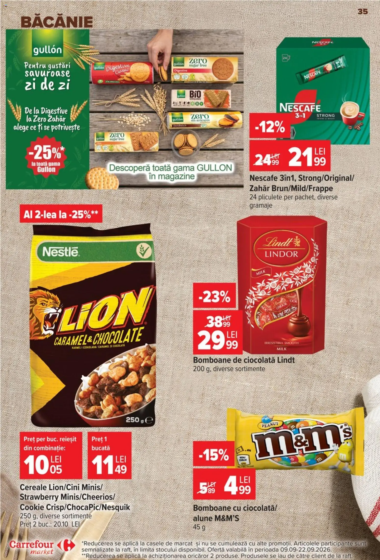 Noul catalog Carrefour – valabil de la 09.09.2026 | Pagină: 35 | Produse: Zero, Ciocolată, Bomboane, Cereale