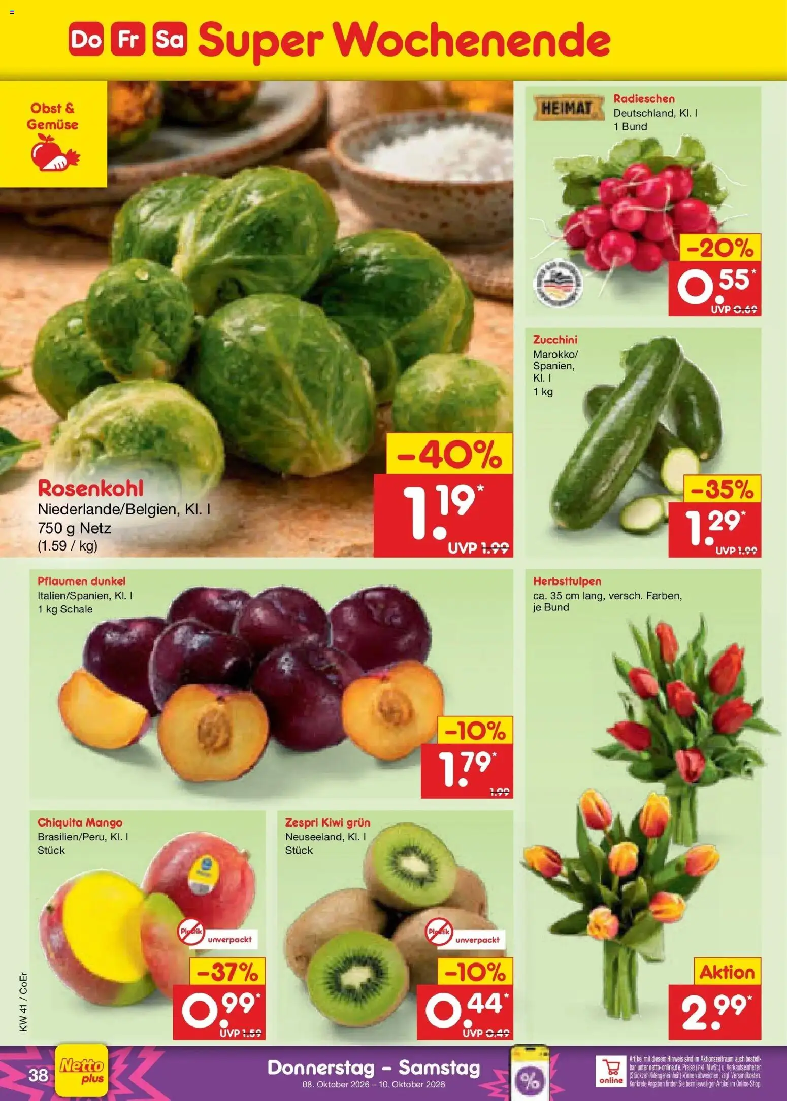 Netto Marken-Discount Prospekt Leipzig – gültig ab 05.10.2026 | Seite: 48 | Produkte: Pflaumen, Gemüse, Mango, Zucchini