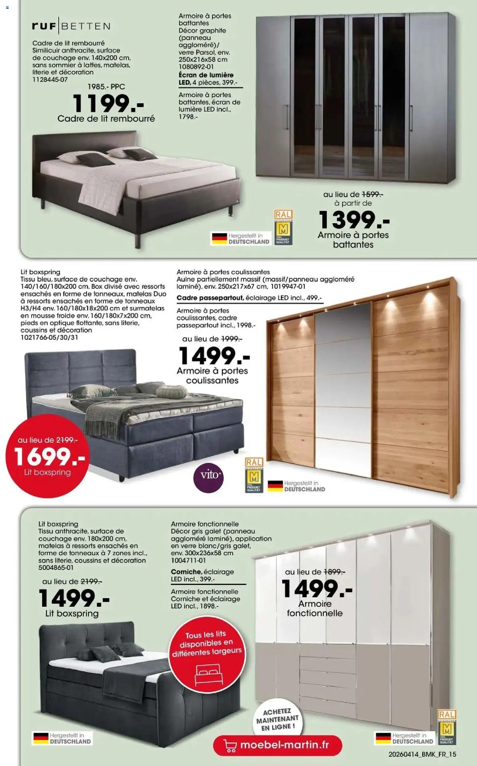 {H1} | Page: 15 | Produits: Surmatelas, Mousse, Portes, Literie
