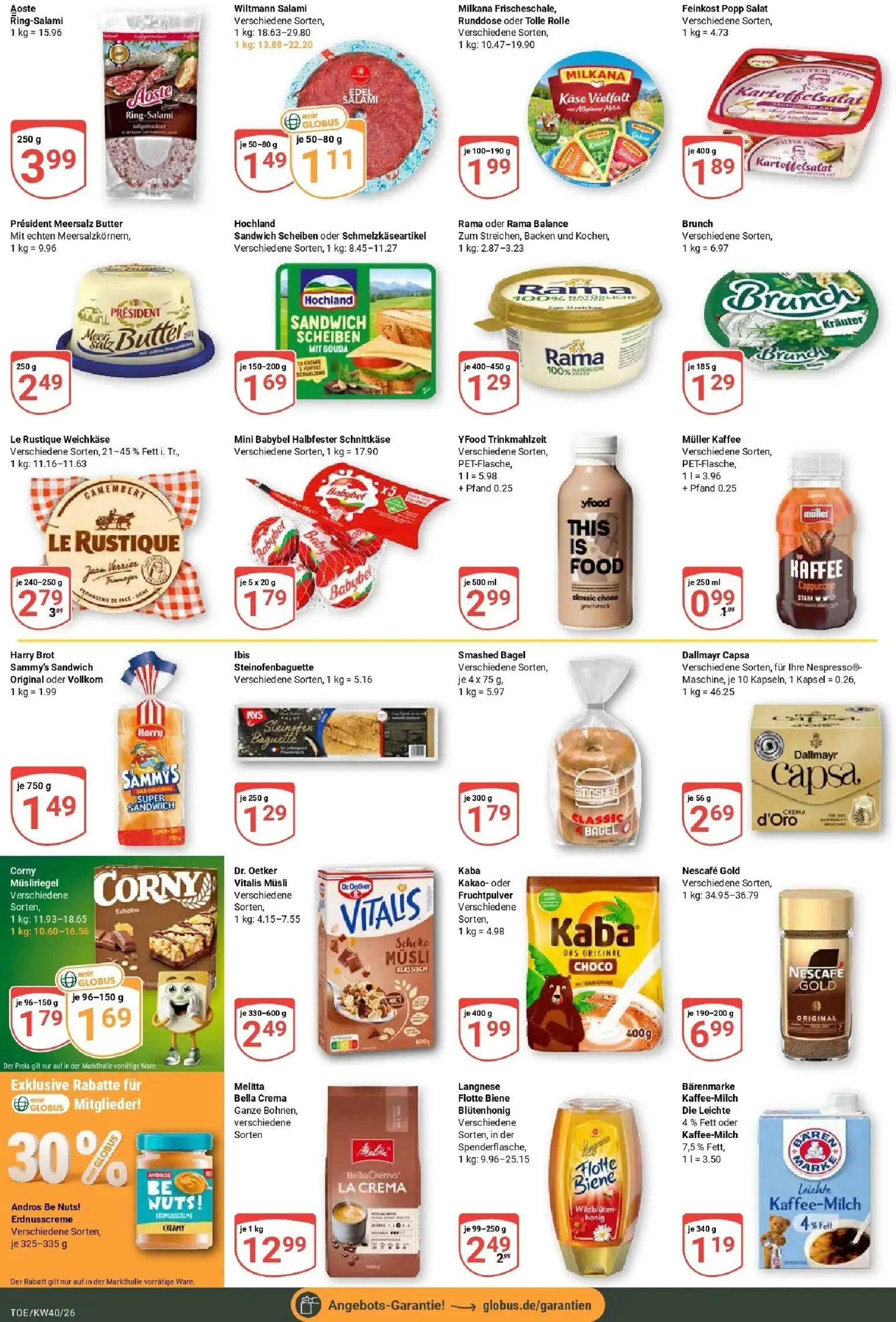 Globus Prospekt Tönisvorst (ab 28.09.2026) » Angebote online | Seite: 14 | Produkte: Milkana, YFood, Babybel, Dallmayr capsa