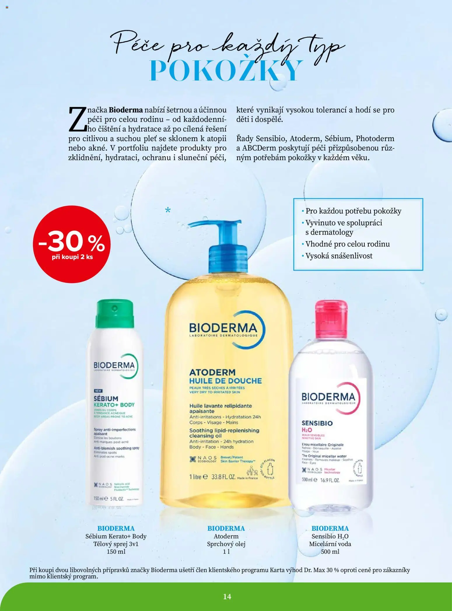 Dr. Max magazín od 01.09.2026 | Strana: 14 | Produkty: Voda, Olej, Bioderma, Body