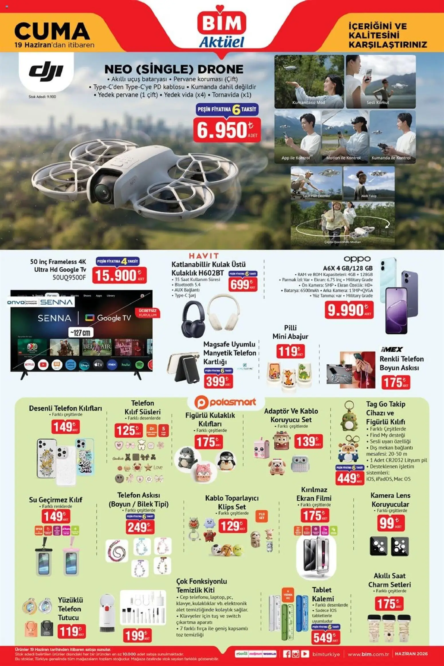 BİM - Katalog Cuma - 19.06.2026 tarihinden itibaren geçerlidir | Sayfa: 2 | Ürünler: Pil, Su, Kulaklık, Adaptör