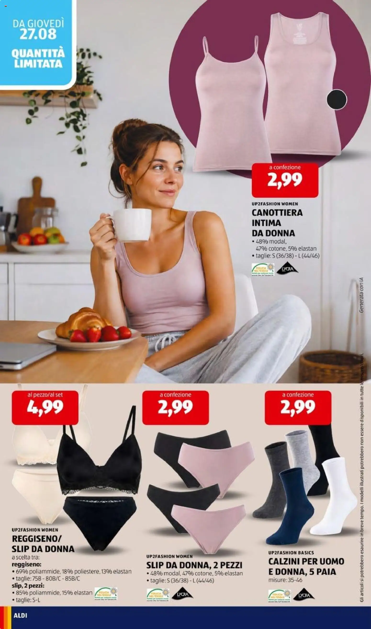 Volantino Aldi del 24/08/2026 | Pagina: 30 | Prodotti: Reggiseno, Calzini, Slip