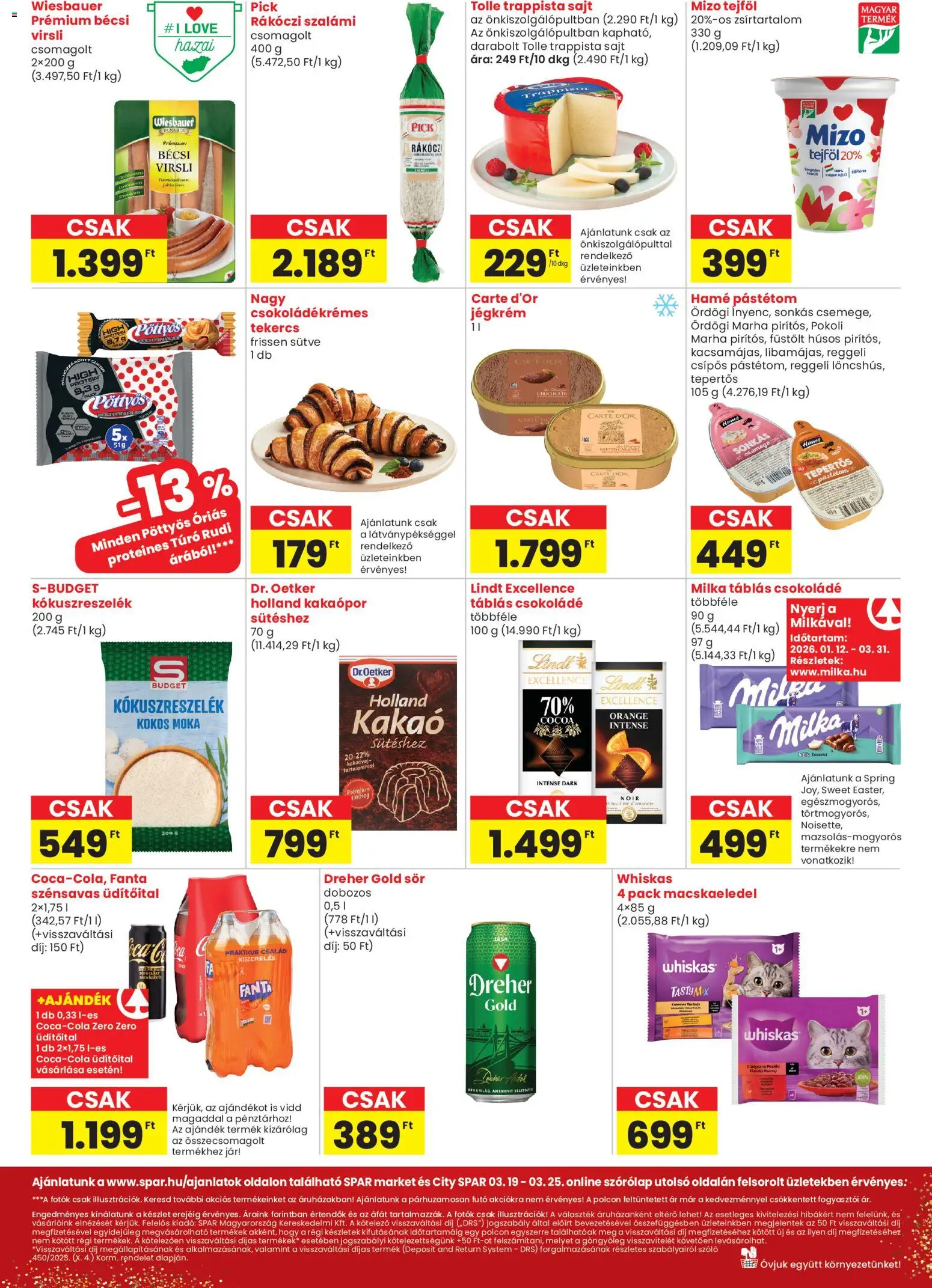 Spar Market akciós ujság - amely érvényes a következő dátumtól: 19.03.2026 | Oldal: 2 | Termékek: Csokoládé, Pástétom, Tejföl, Trappista sajt