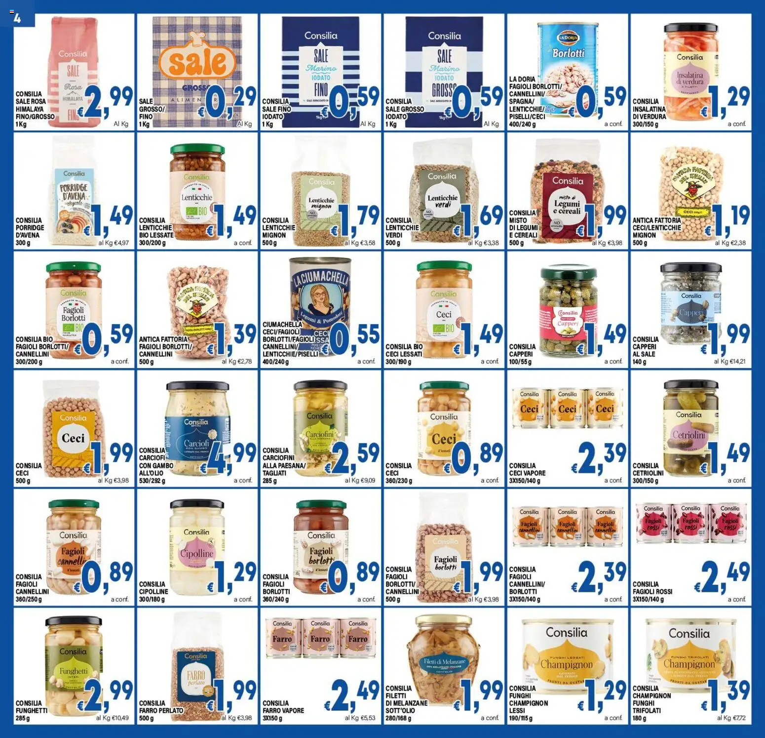 Volantino DEM del 19/10/2026 | Pagina: 4 | Prodotti: Funghi, Carciofi, Cetriolini, Porridge