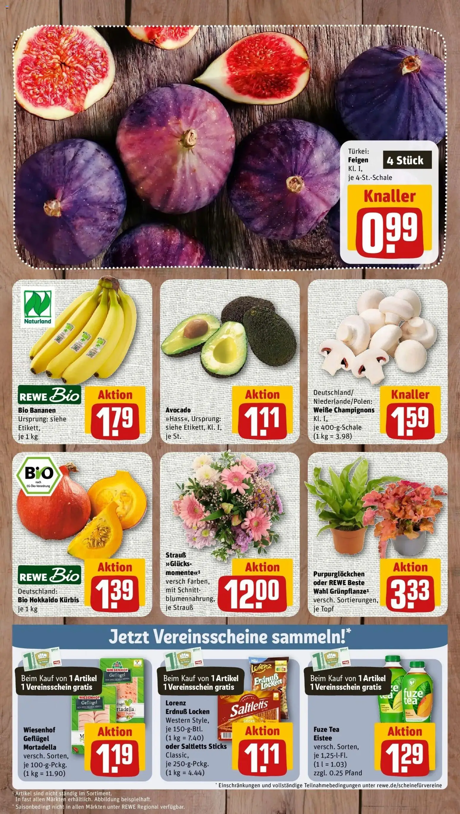 REWE Prospekt ab 28.09.2026 zum Blättern » Angebote | Seite: 3 | Produkte: Fuze tea, Champignons, Paprika, Kürbis