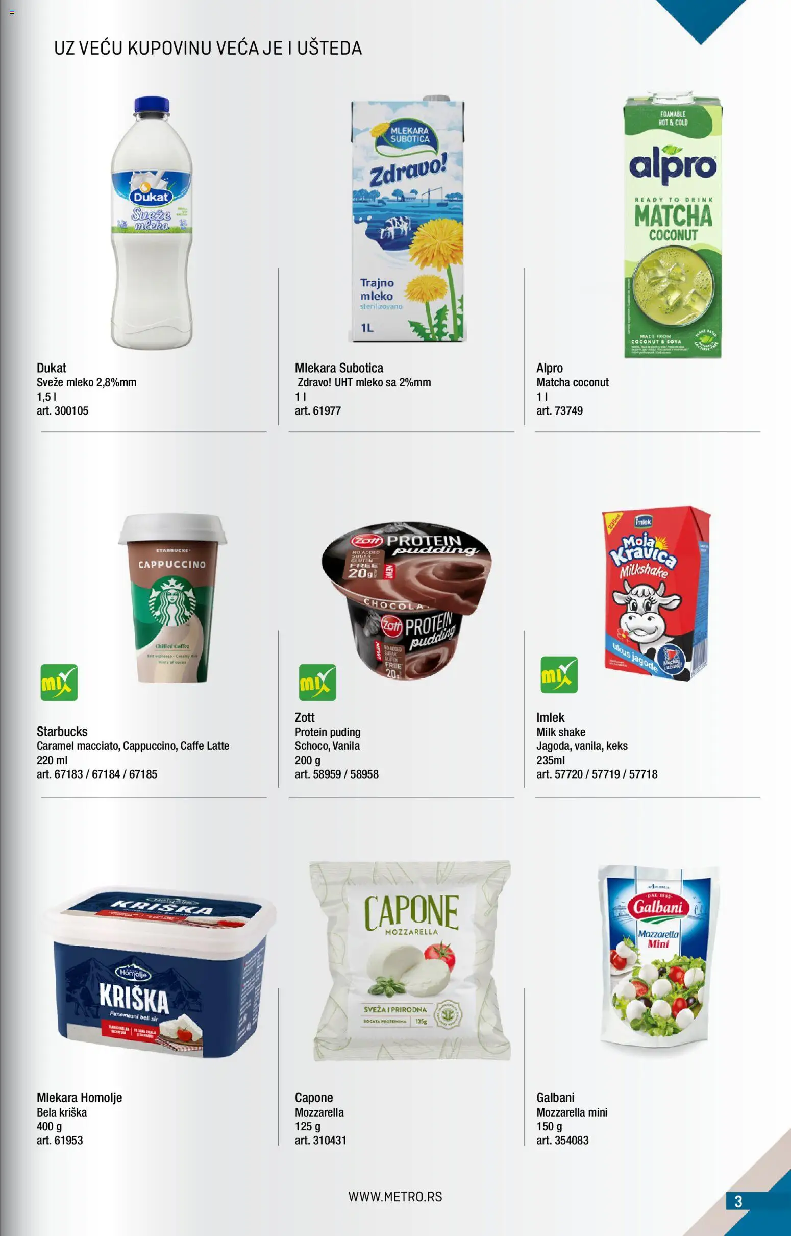 Metro katalog - važi od 01.09.2026 | Strana: 3 | Proizvode: Keks, Sveže mleko, Alpro, Mozzarella