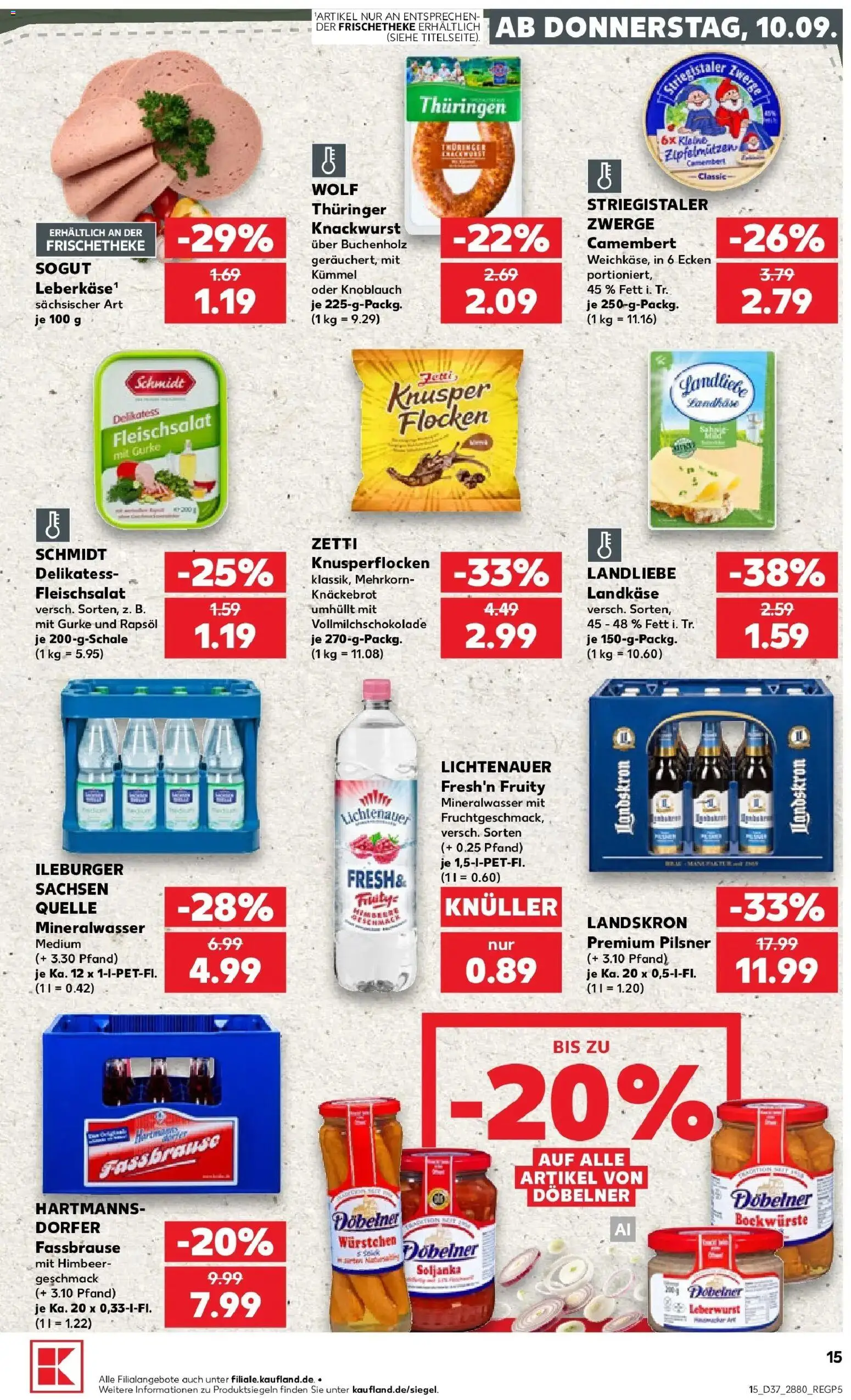 Prospekt Kaufland ab 10.09.2026 » Angebote Online zum Blättern | Seite: 15 | Produkte: Rapsöl, Camembert, Knoblauch, Fassbrause