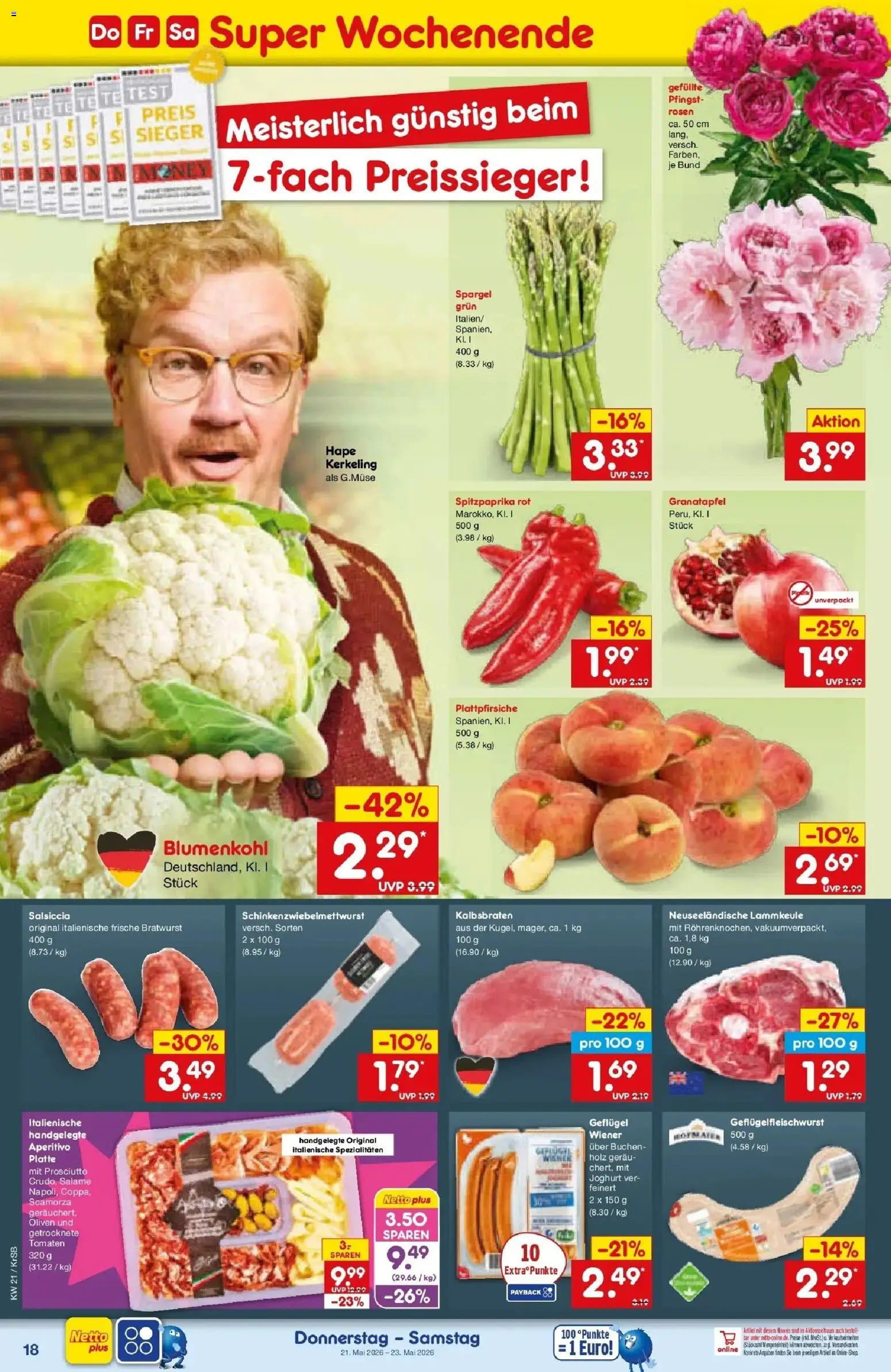 Netto Marken-Discount Prospekt Jüchen	 – gültig ab 17.05.2026 | Seite: 20 | Produkte: Lammkeule, Granatapfel, Tomaten, Blumenkohl