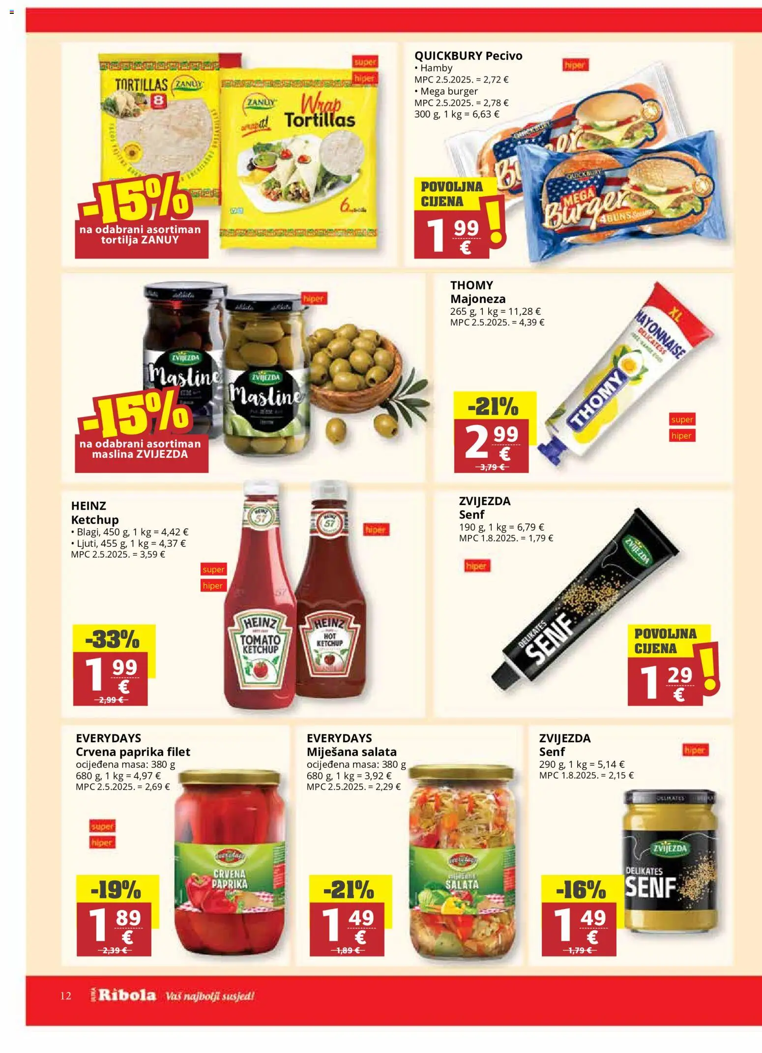 Ribola katalog | vrijedi od 19.08.2026 | Stranica: 12 | Proizvodi: Paprika, Salata, Majoneza, Senf