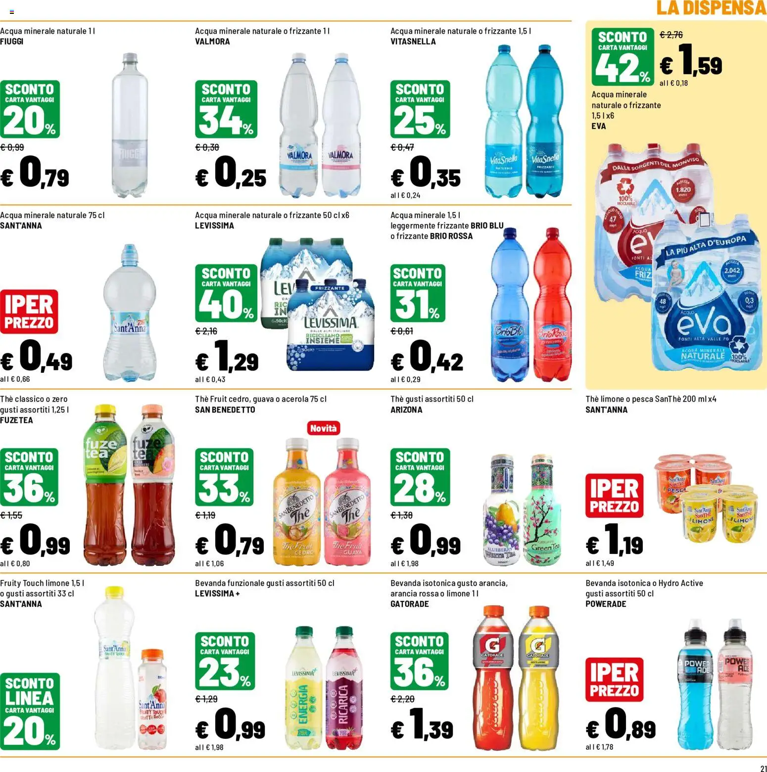 Volantino Iper del 30/07/2026 | Pagina: 21 | Prodotti: Acqua, Limone, The, Arancia