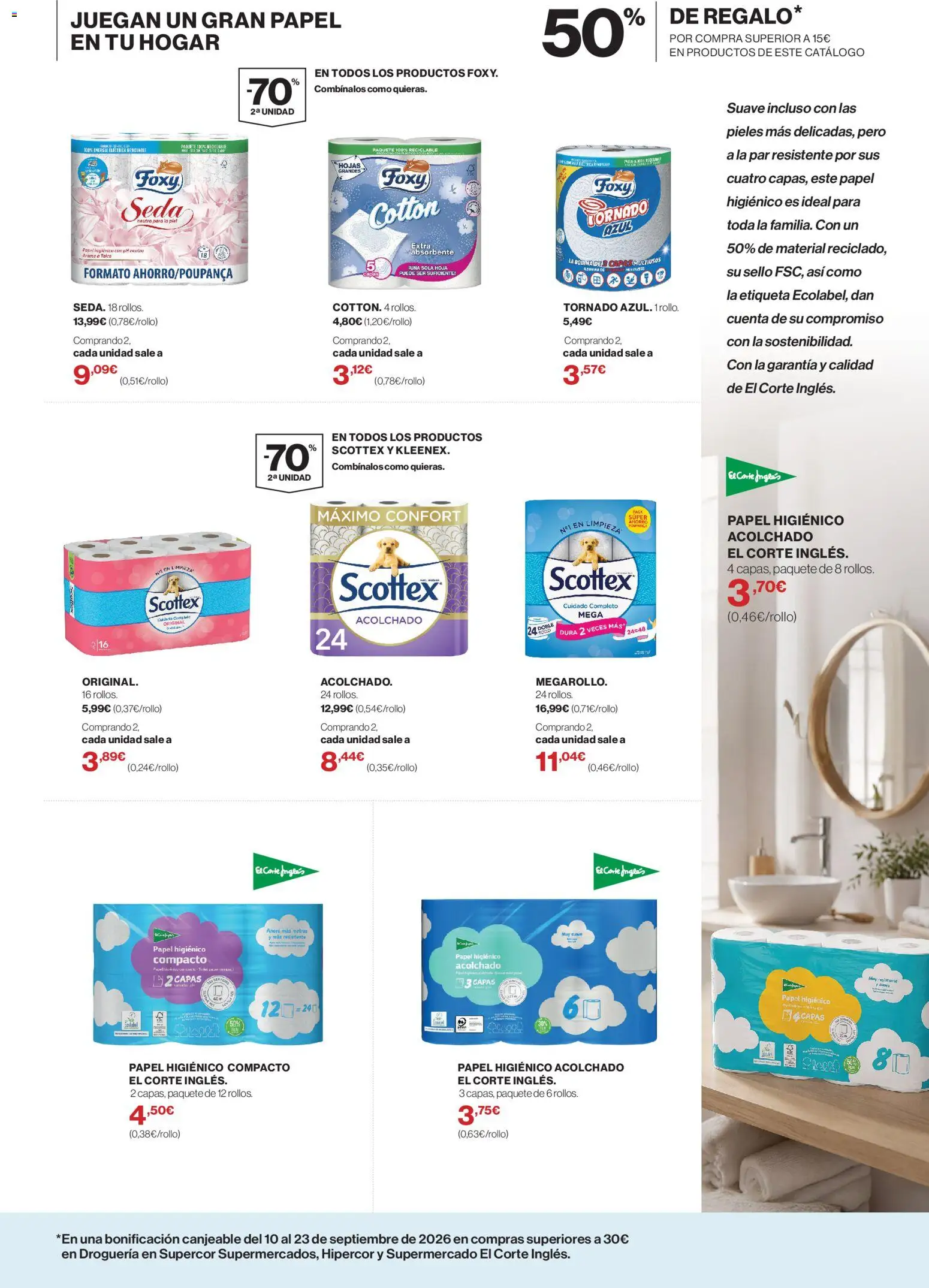Supercor Limpieza y Cuidado del Hogar │ válido desde el 26/08/2026 | Página: 7 | Productos: Papel higienico
