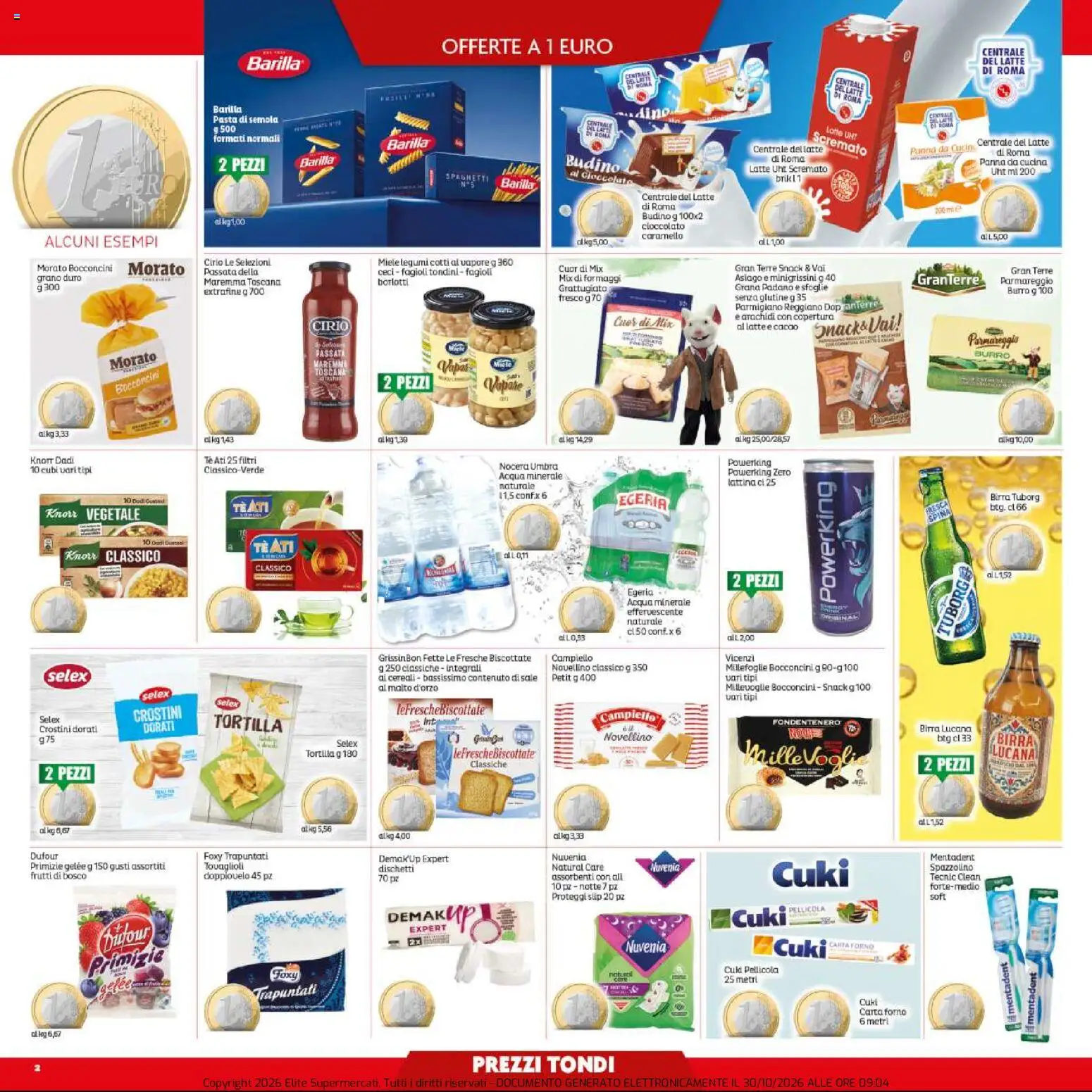 Volantino Elite Supermercati del 30/10/2026 | Pagina: 2 | Prodotti: Birra Tuborg, Legumi, Assorbenti, Parmigiano