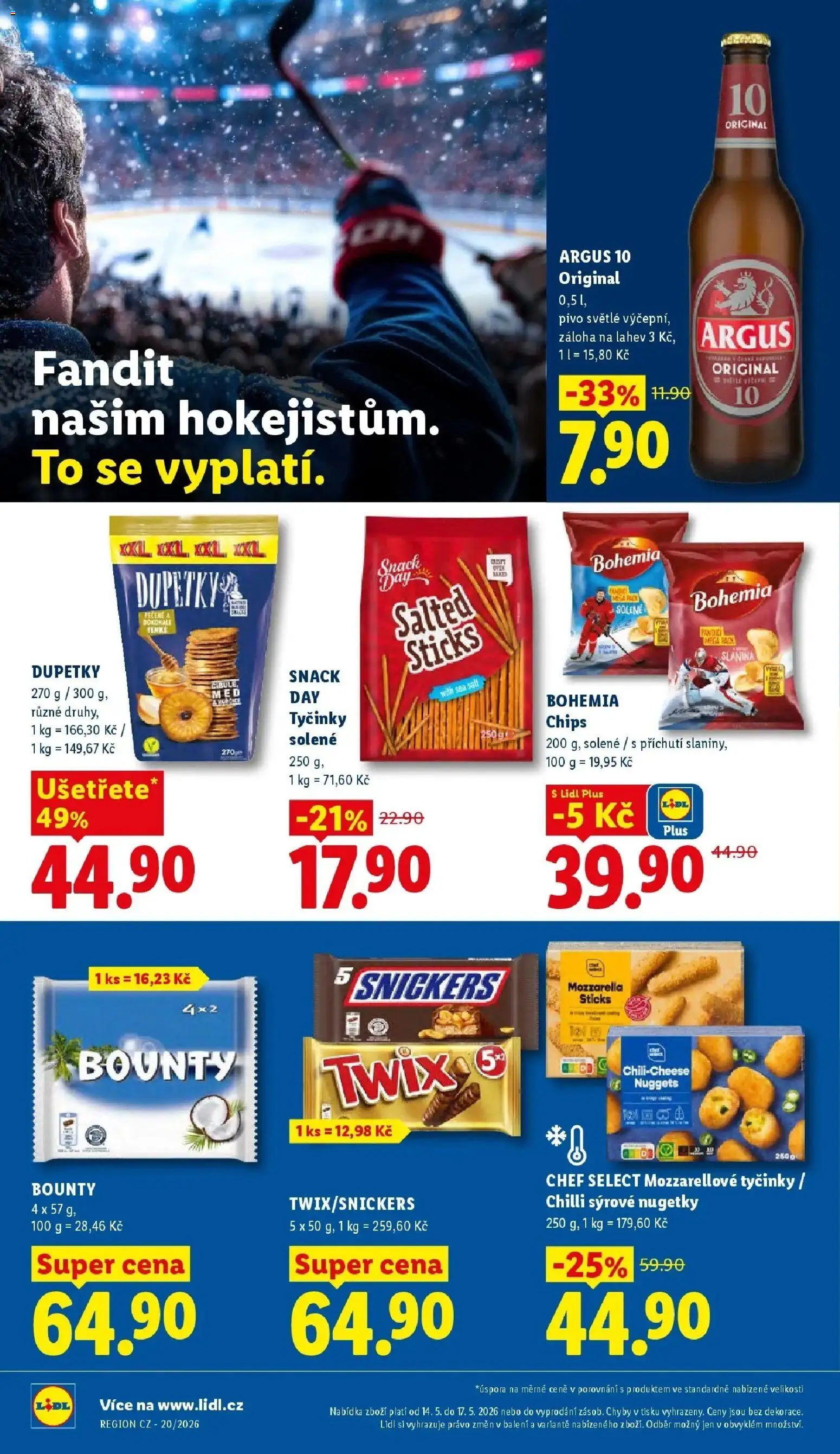 Lidl aktuální leták od 14.05.2026 | Strana: 16 | Produkty: Tyčinky, Mozzarella, Bohemia chips, Láhev