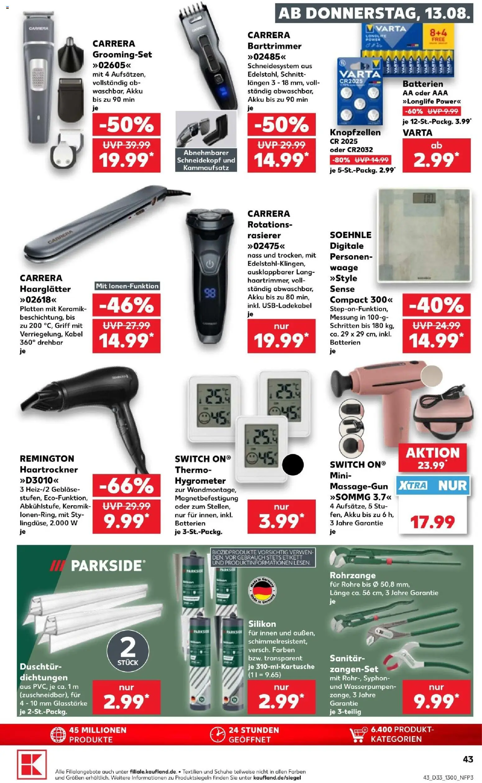 Kaufland Prospekt Köln – gültig ab 13.08.2026 | Seite: 45 | Produkte: Kabel, Rasierer, Haartrockner, Haarglätter