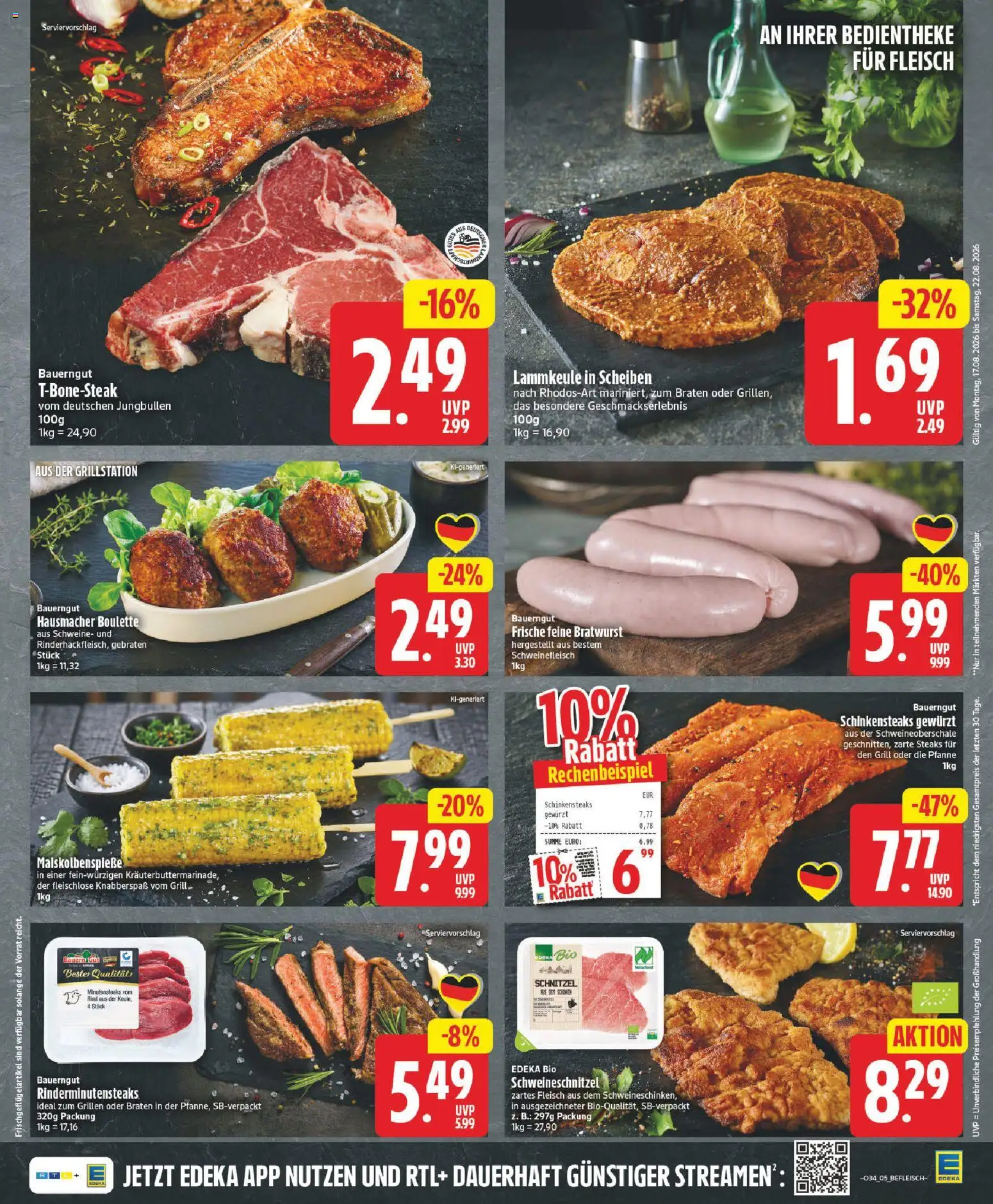 Edeka Prospekt – gültig ab 17.08.2026 | Seite: 5 | Produkte: Grill, Schnitzel, Bauerngut, Fleisch