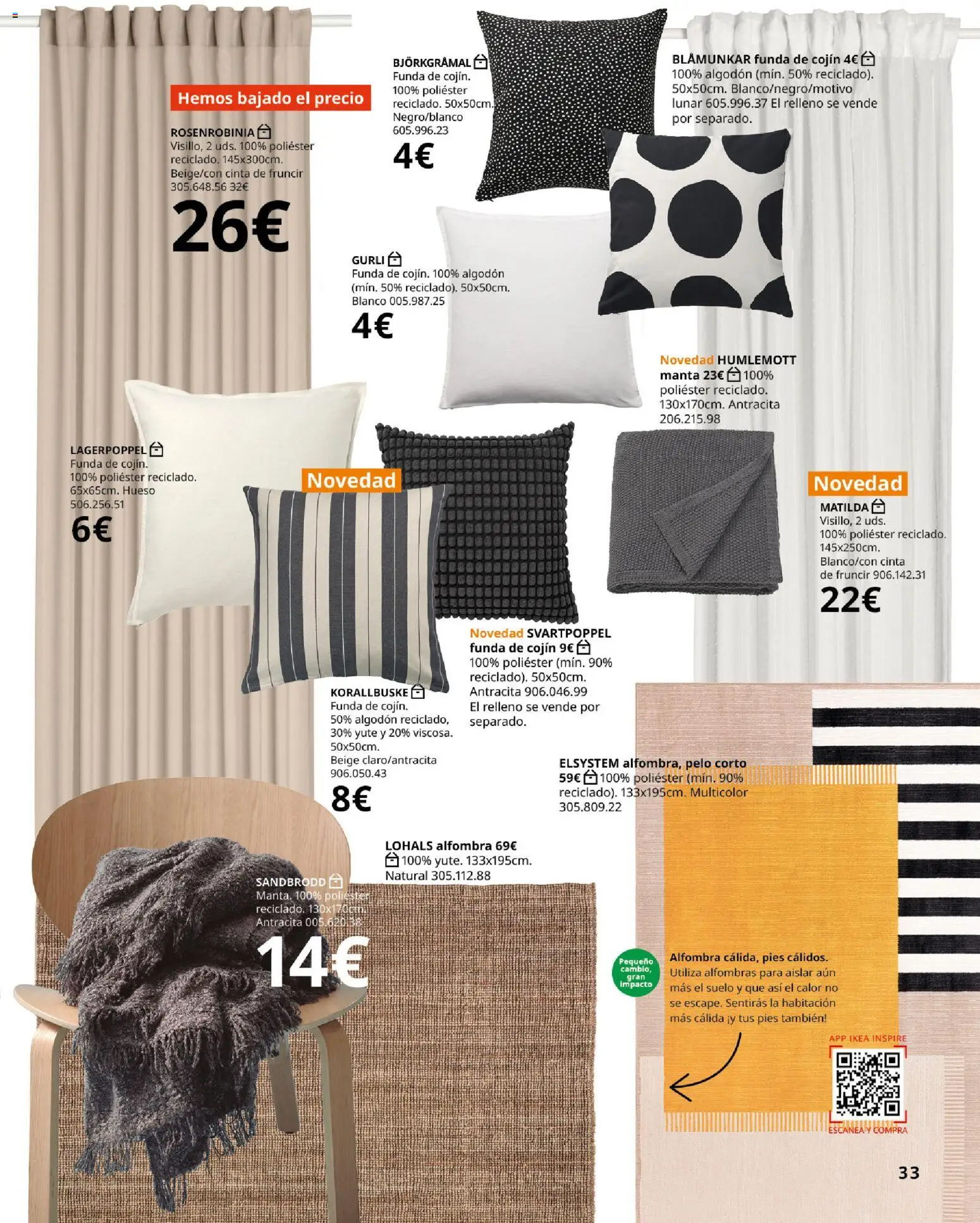 Catálogo IKEA Accesorios y decoración │ válido desde el 01/02/2026 | Página: 33 | Productos: Funda, Algodón, Cojín, Alfombra