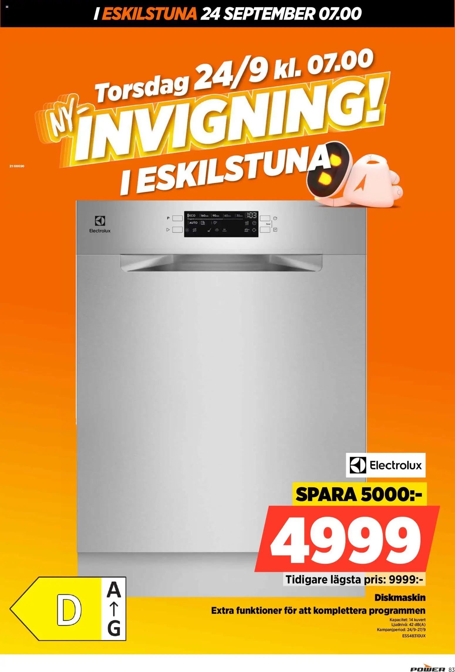 Power reklamblad aktuell från 24/09/2026 | Sida: 83 | Produkter: Diskmaskin, Kuvert