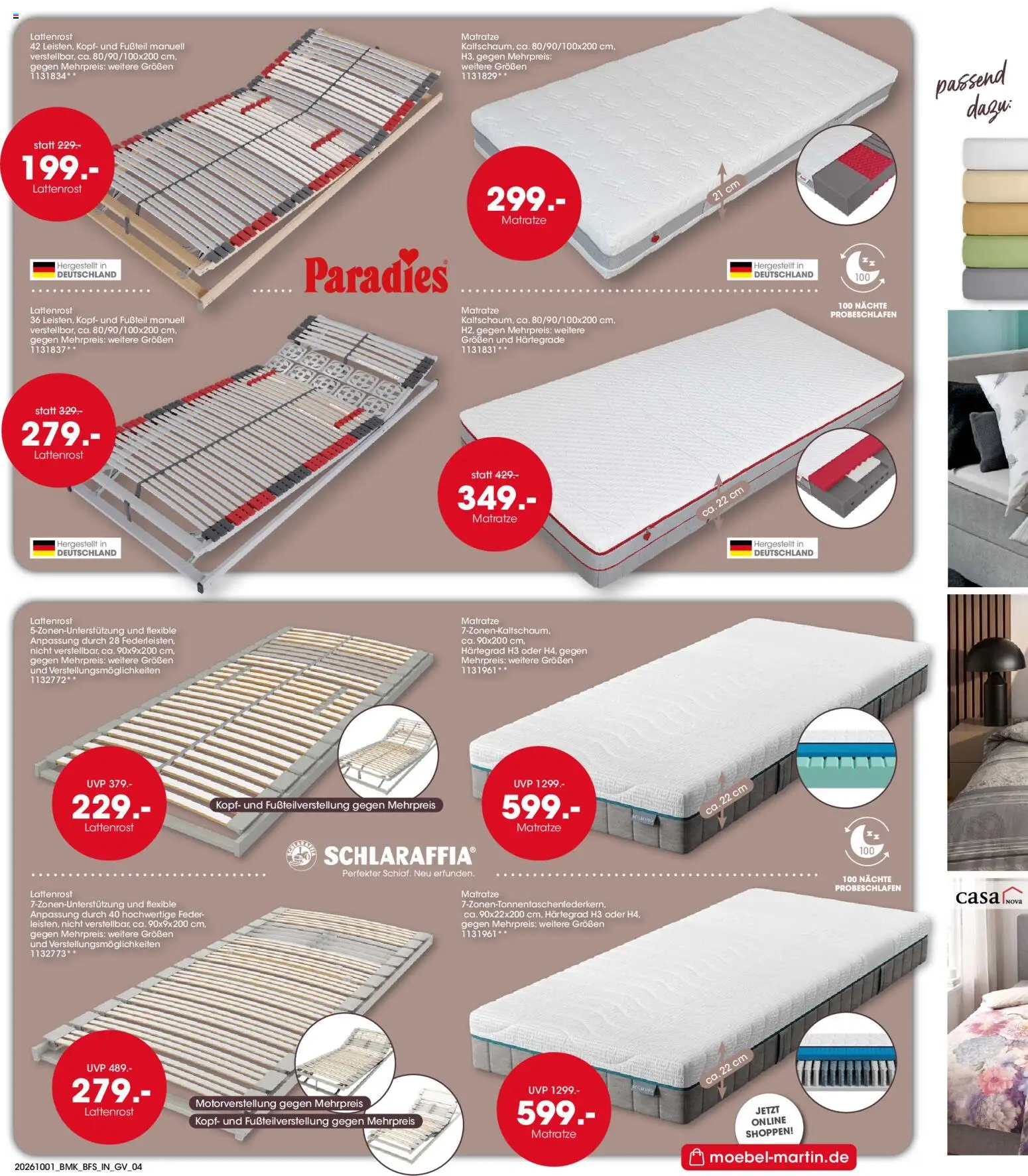 Möbel Martin Prospekt – gültig ab 01.10.2026 | Seite: 4 | Produkte: Matratze, Lattenrost