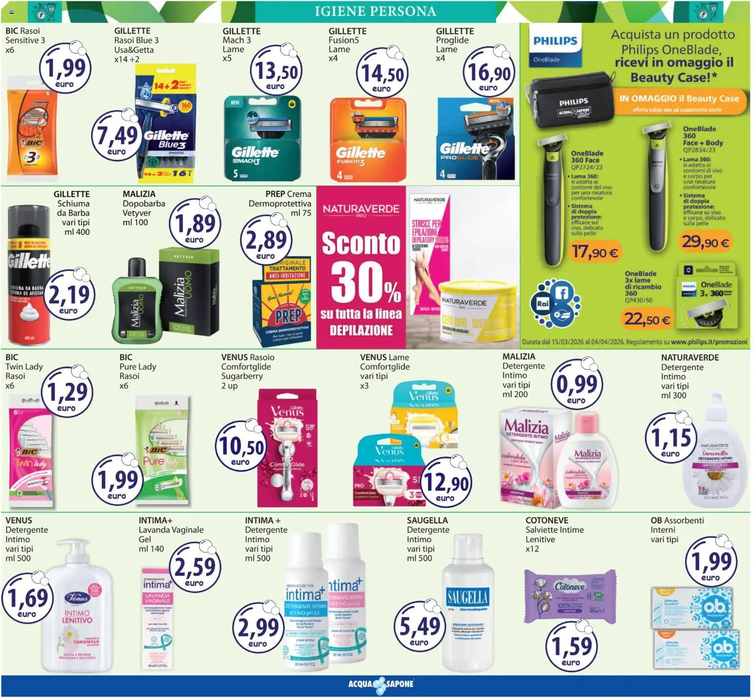 Volantino Acqua e Sapone del 12.03.2026 | Pagina: 11 | Prodotti: Crema, Dopobarba, Rasoio, Detergente