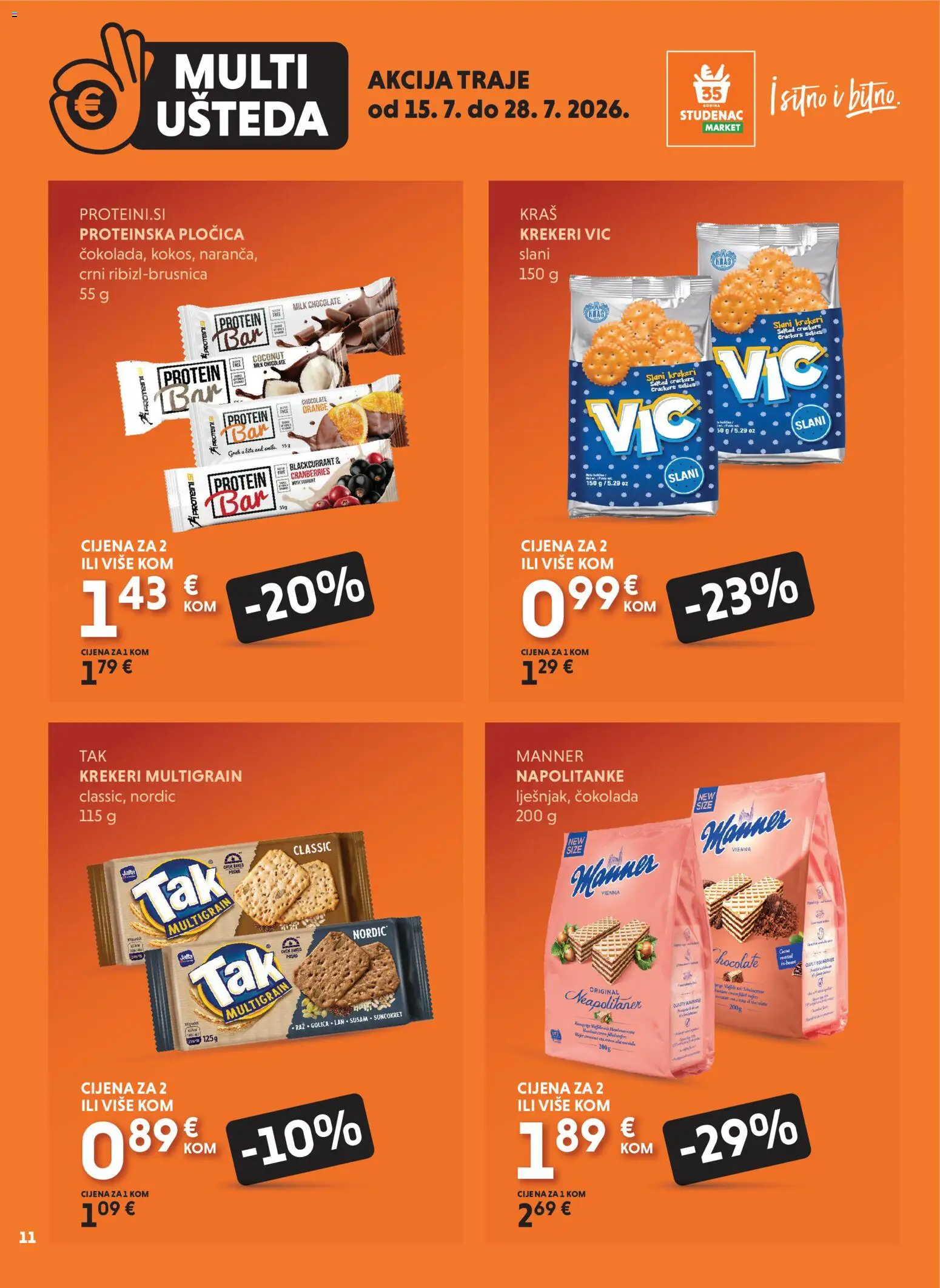Studenac katalog | vrijedi od 15.07.2026 | Stranica: 11 | Proizvodi: Čokolada, Napolitanke, Krekeri, Suncokret