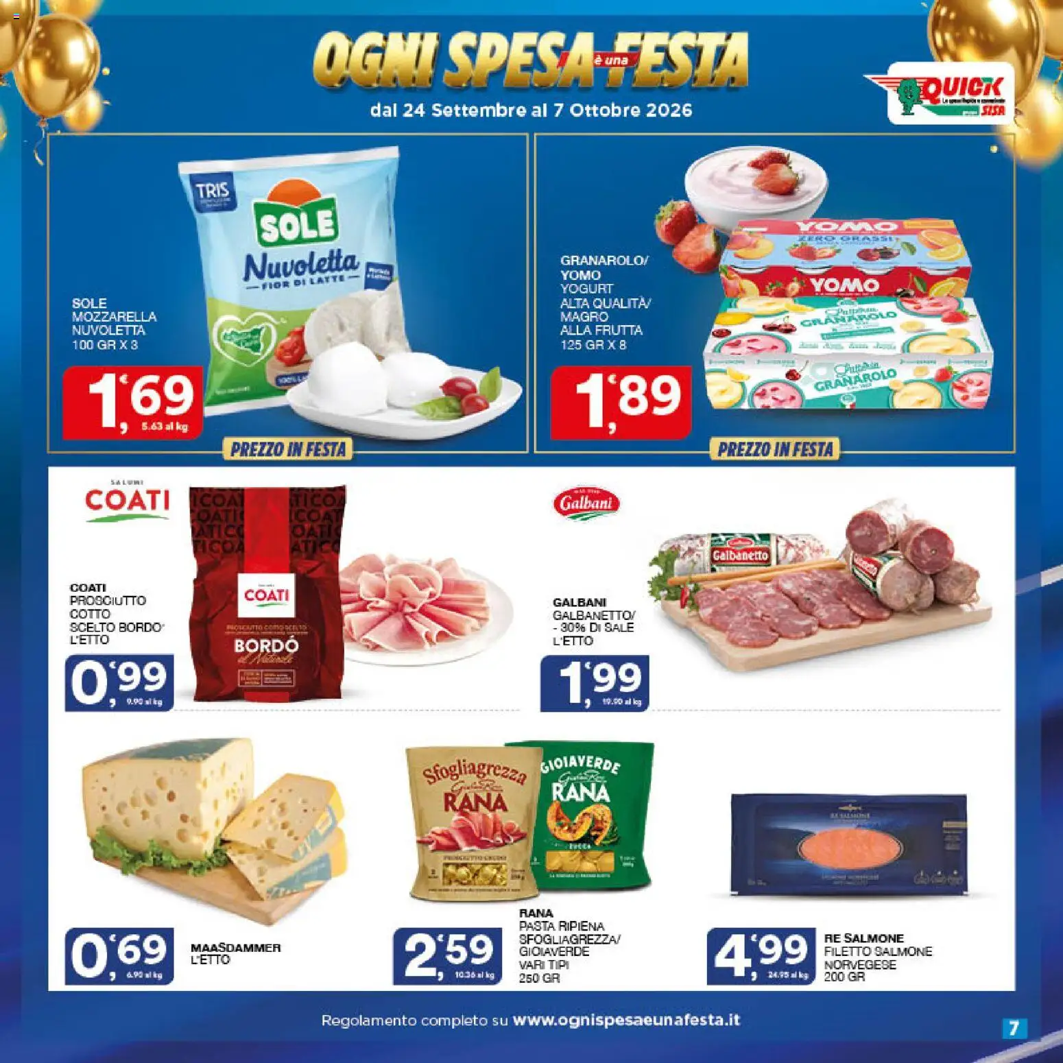 Volantino SISA del 24/09/2026 | Pagina: 7 | Prodotti: Yogurt, Salmone, Filetto, Frutta