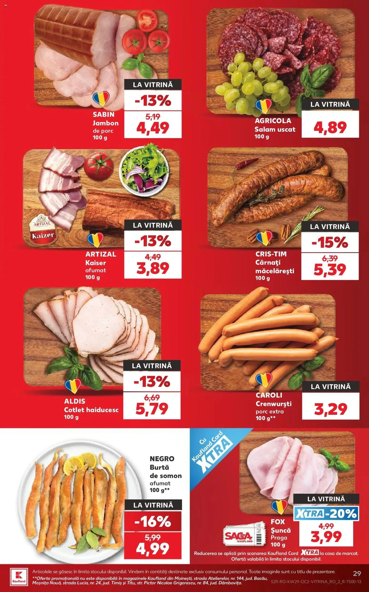 Noul catalog Kaufland – valabil de la 15.07.2026 | Pagină: 29 | Produse: Cotlet, Sabin, Salam, Cârnați