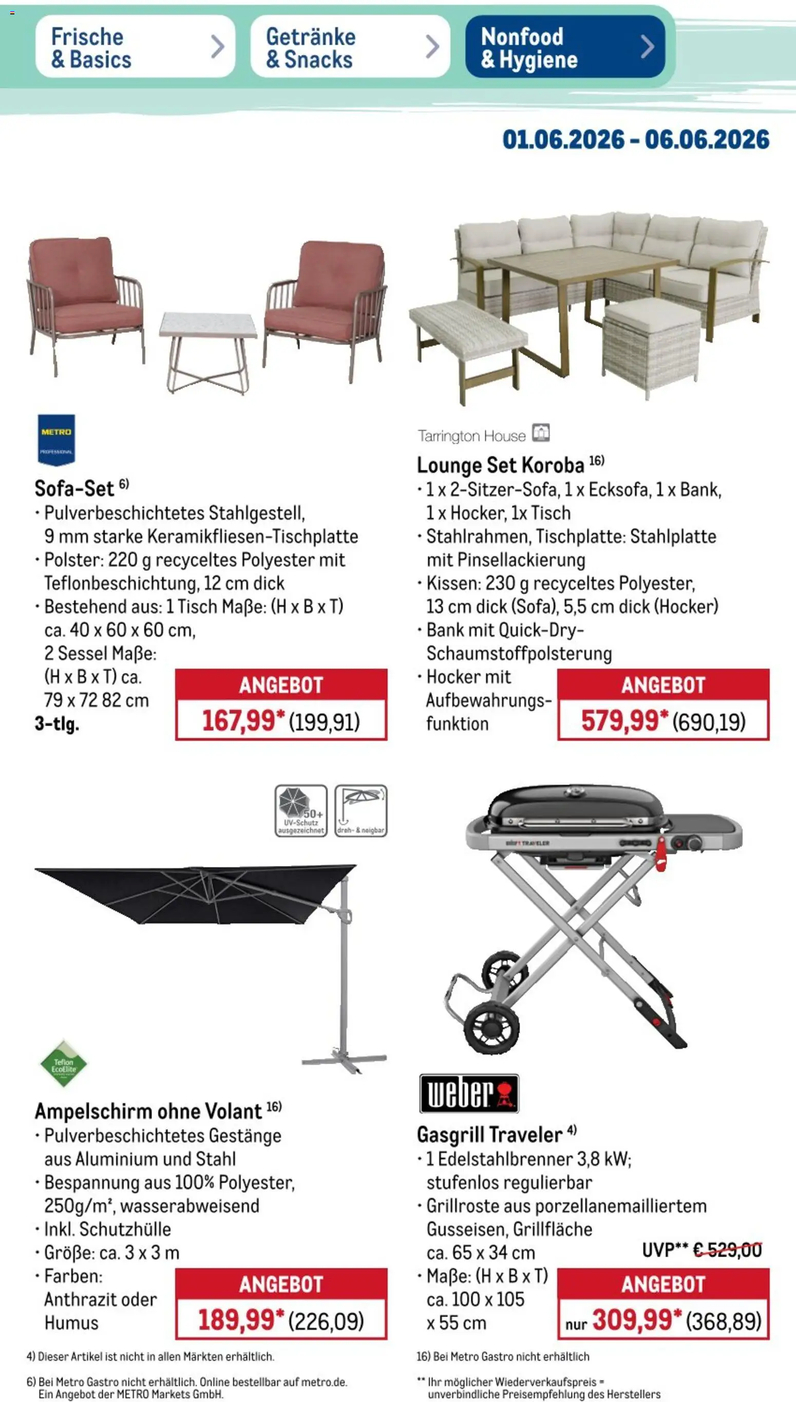 Metro NonFood-Angebote – gültig ab 01.06.2026 | Seite: 13 | Produkte: Hocker, Kissen, Sessel, Tisch