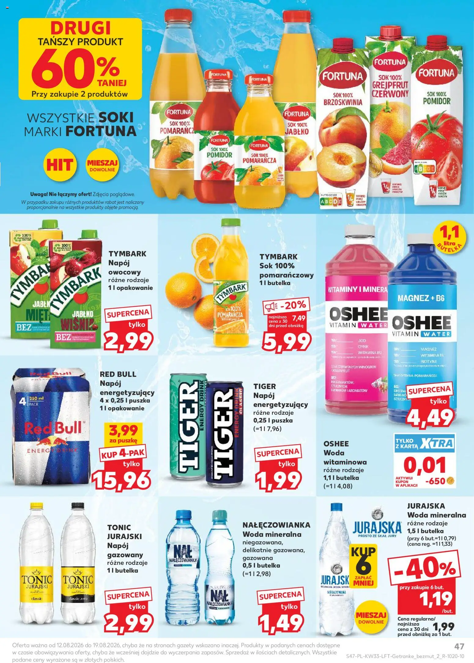 Kaufland gazetka od 12.08.2026 | Strona: 47 | Produkty: Woda mineralna Nałęczowianka, Sok jabłkowy, Tonic, Grejpfrut