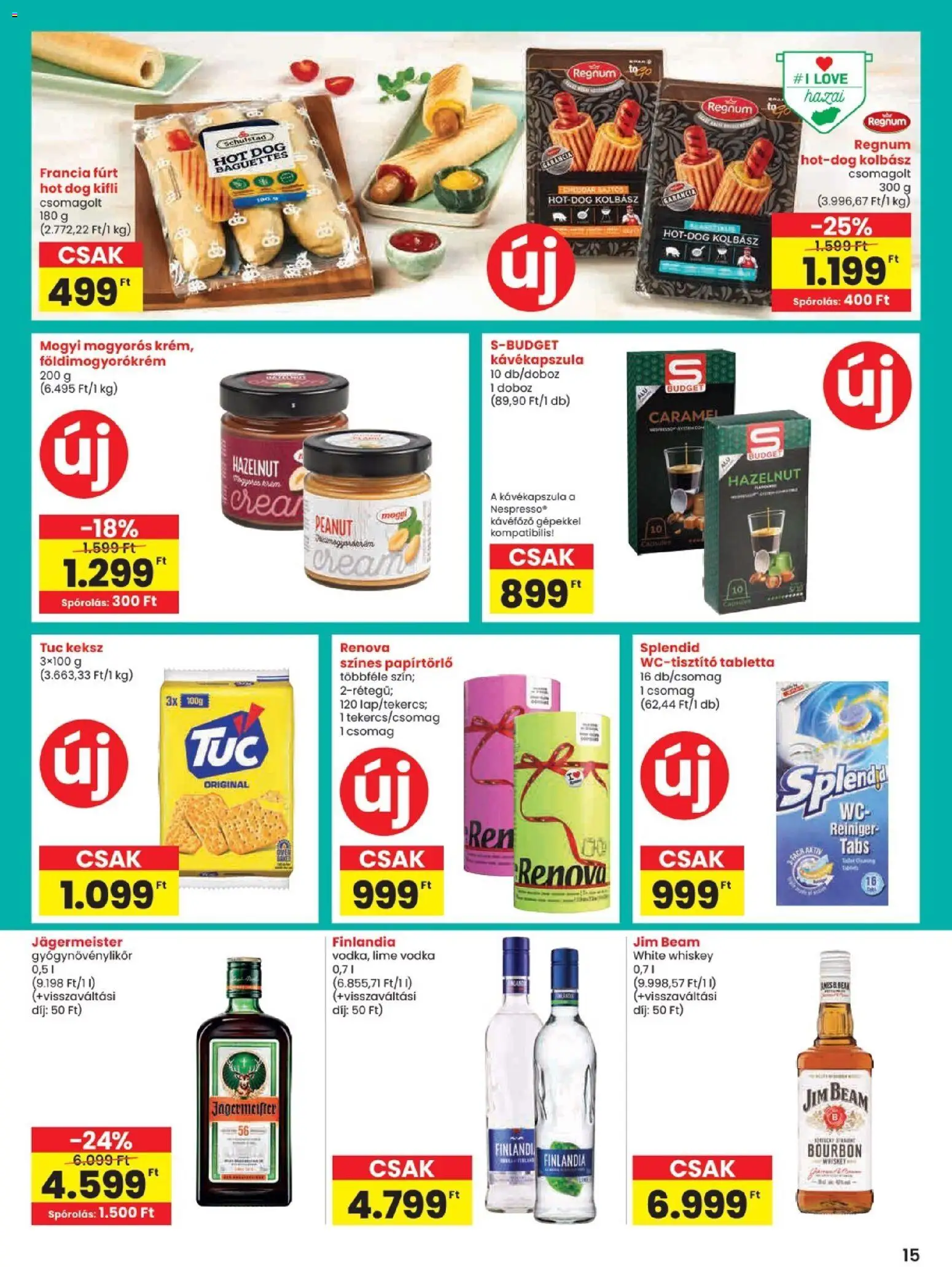 Spar akciós ujság - amely érvényes a következő dátumtól: 2026.09.03. | Oldal: 15 | Termékek: Whiskey, Finlandia, Doboz, TUC