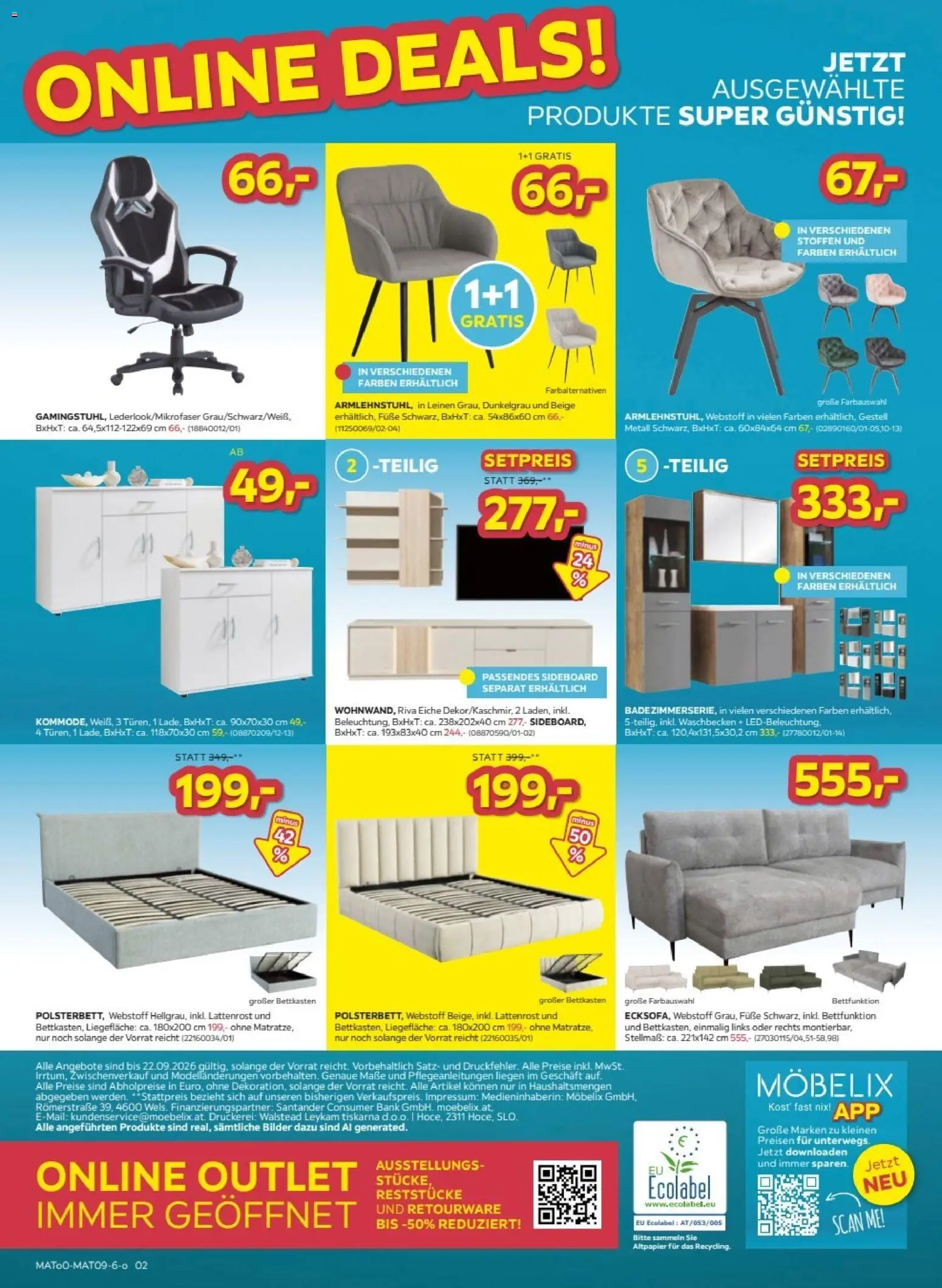 Möbelix Online Deals gültig ab 08.09.2026 | Seite: 2 | Produkte: Lattenrost, Waschbecken