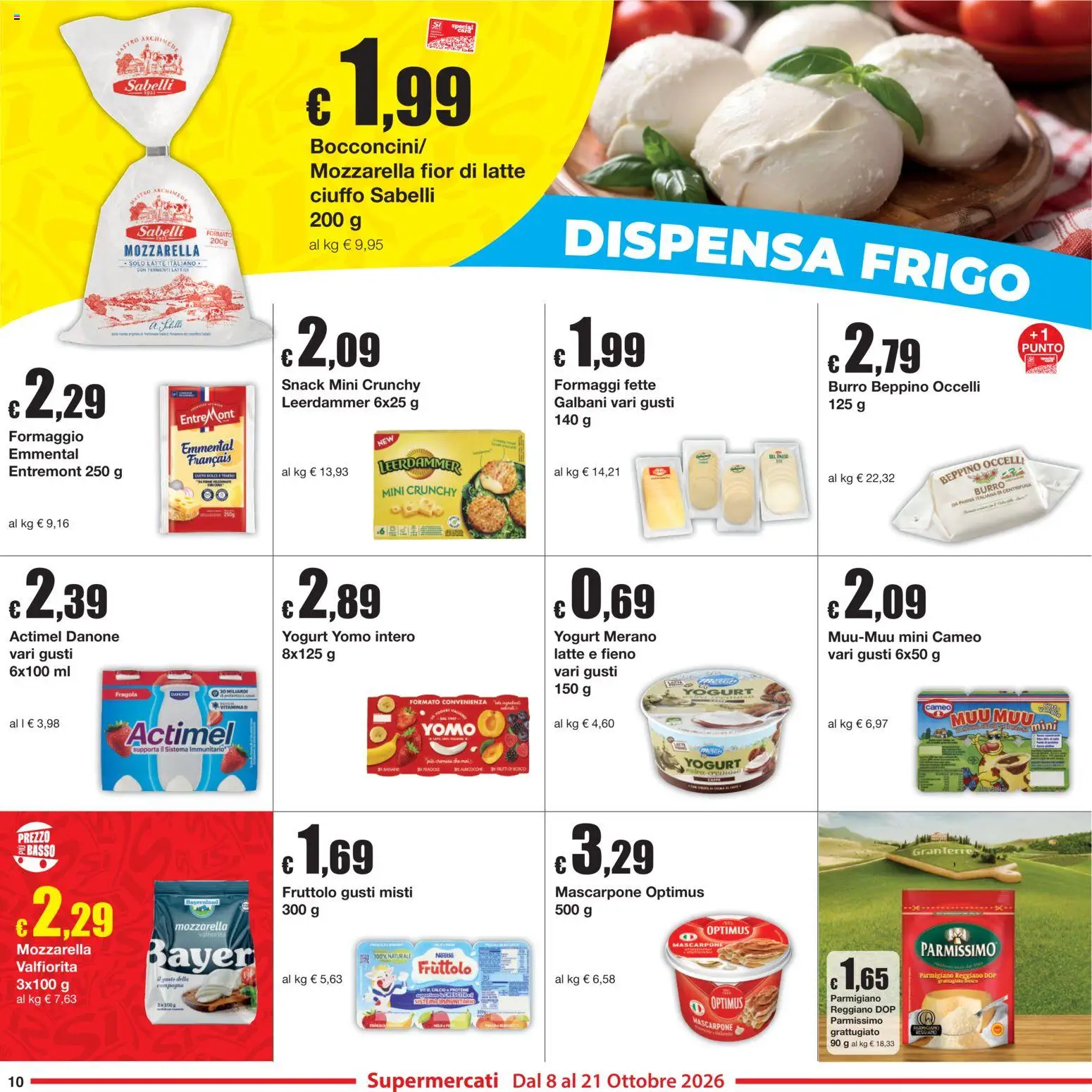 Volantino Sì con Te del 08/10/2026 | Pagina: 10 | Prodotti: Centrifuga, Burro, Mascarpone, Emmental