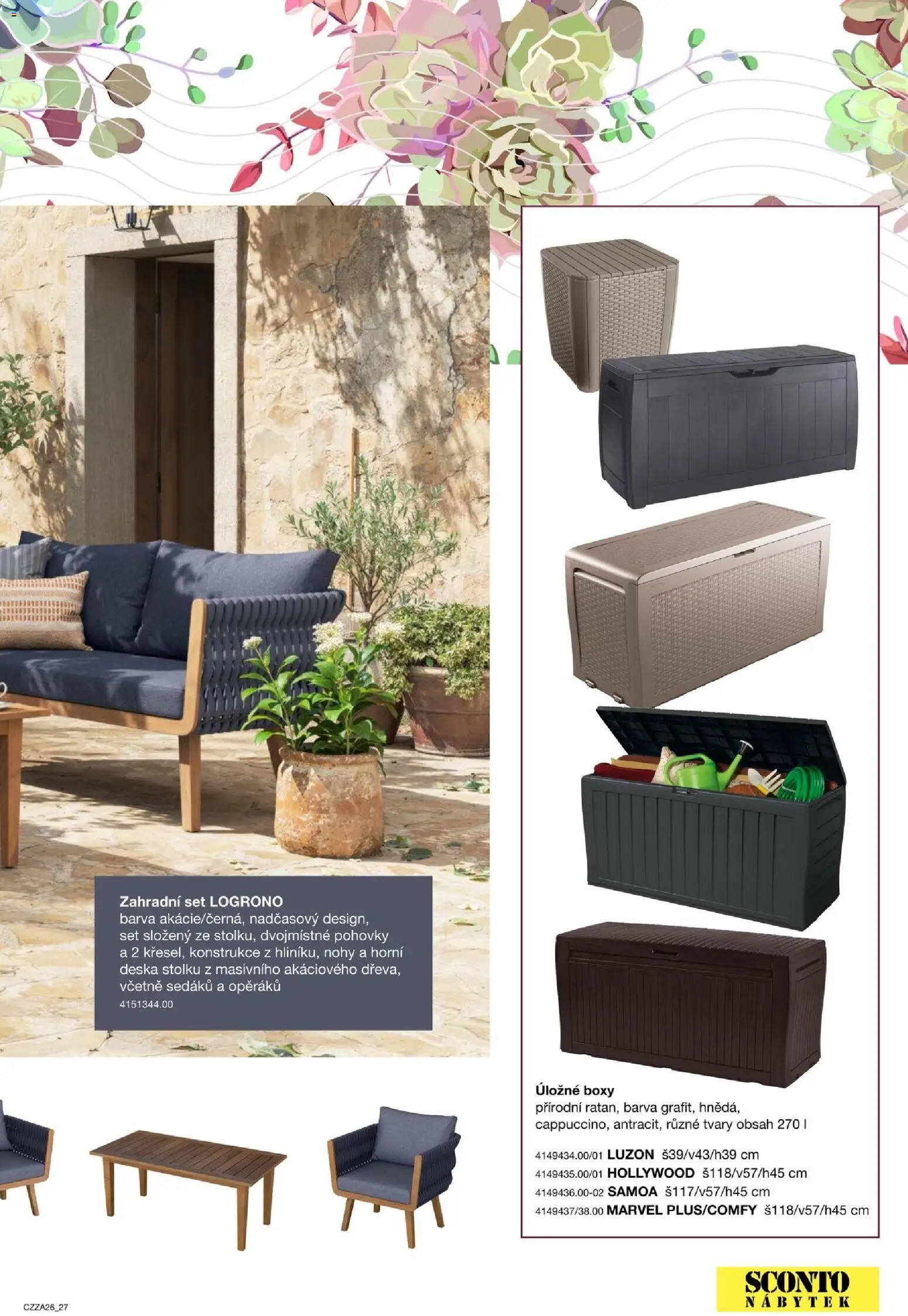 Sconto nábytek katalog - Zahradní speciál od 01.01.2026 | Strana: 27 | Produkty: Nábytek, Úložné boxy