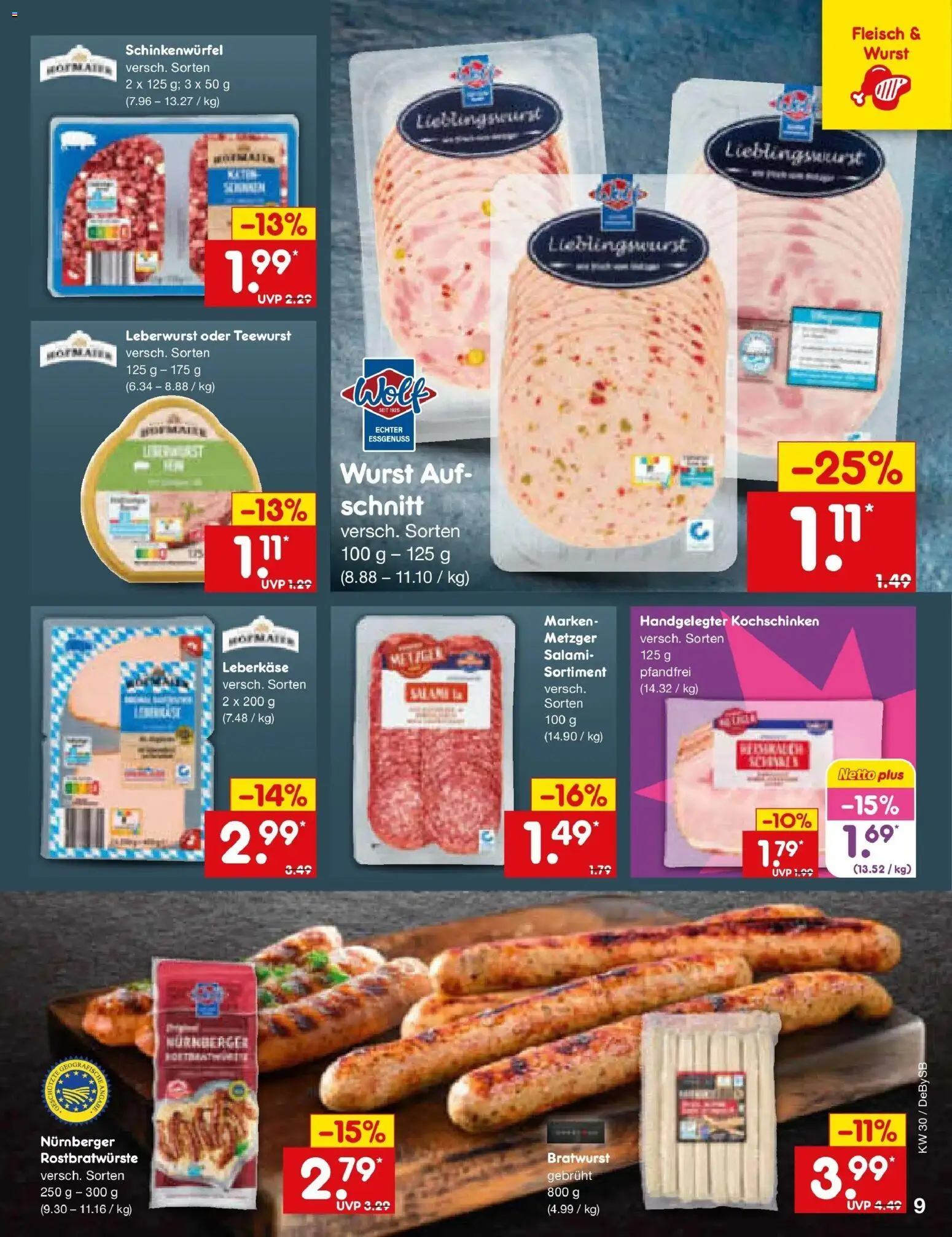 Netto Marken-Discount Prospekt Thierhaupten – gültig ab 20.07.2026 | Seite: 13 | Produkte: Bratwurst, Wurst, Fleisch, Leberkase