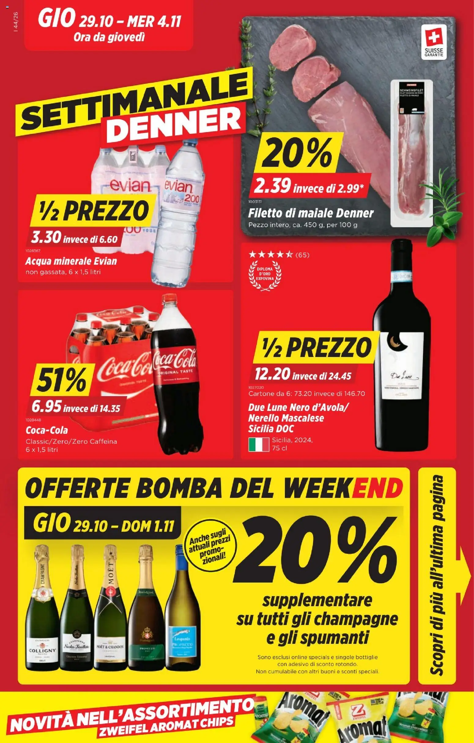 Denner aktionen IT – gültig ab 29.10.2026 | Seite: 1 | Produkte: Prosecco, Chips