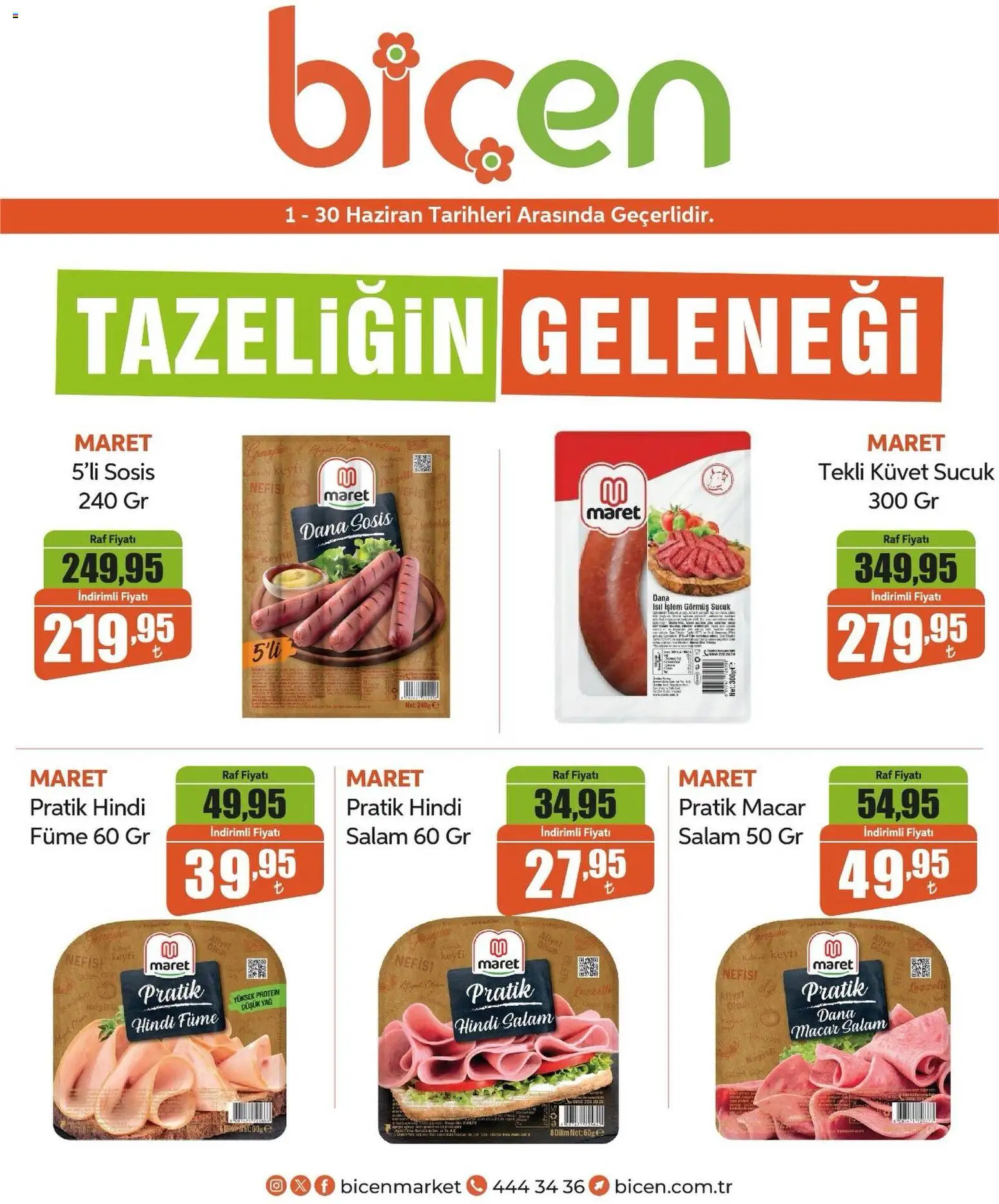 Biçen Market İndirim - 01.06.2026 tarihinden itibaren geçerlidir | Sayfa: 1 | Ürünler: Raf, Yağ, Sosis, Sucuk