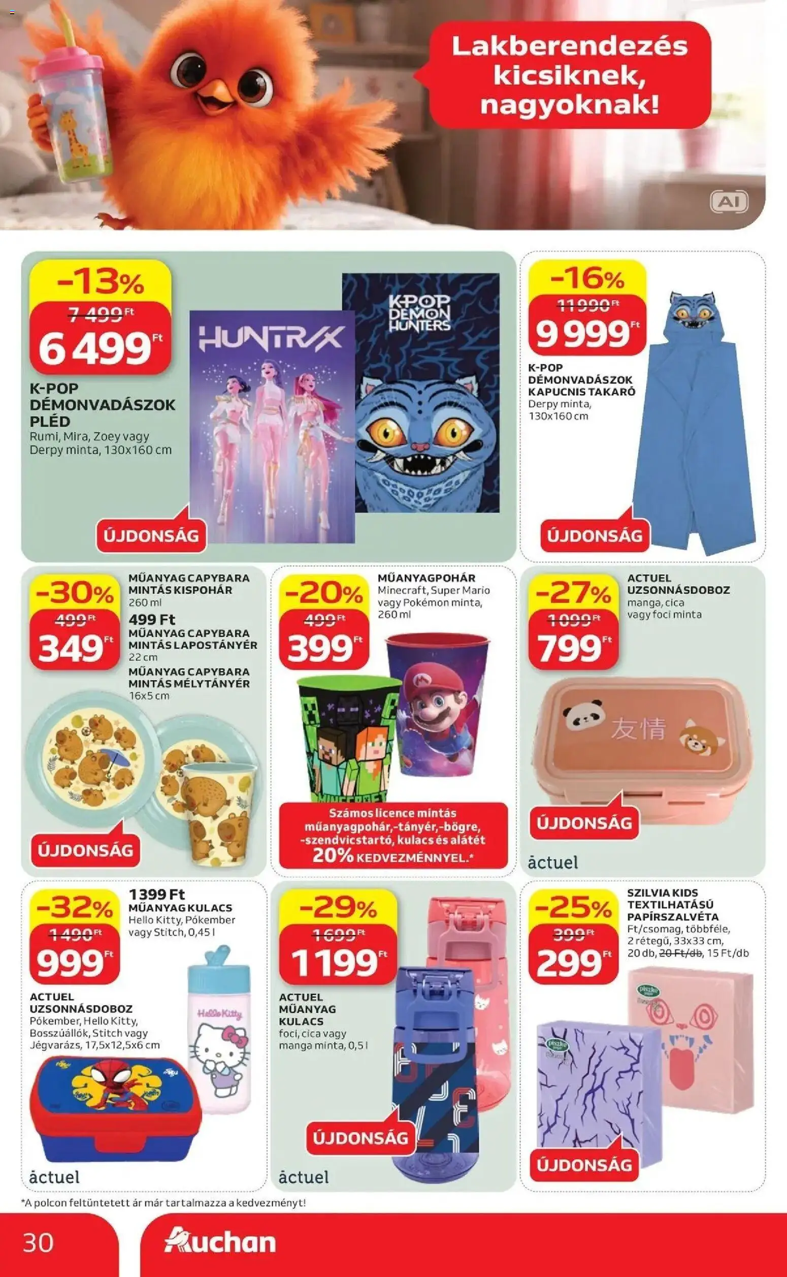 Auchan akciós újság Szolnok - 2026.08.21. -tól/töl > akció, lapozható szórólap 🛍️ | Oldal: 30 | Termékek: Takaró, Kulacs, Pléd