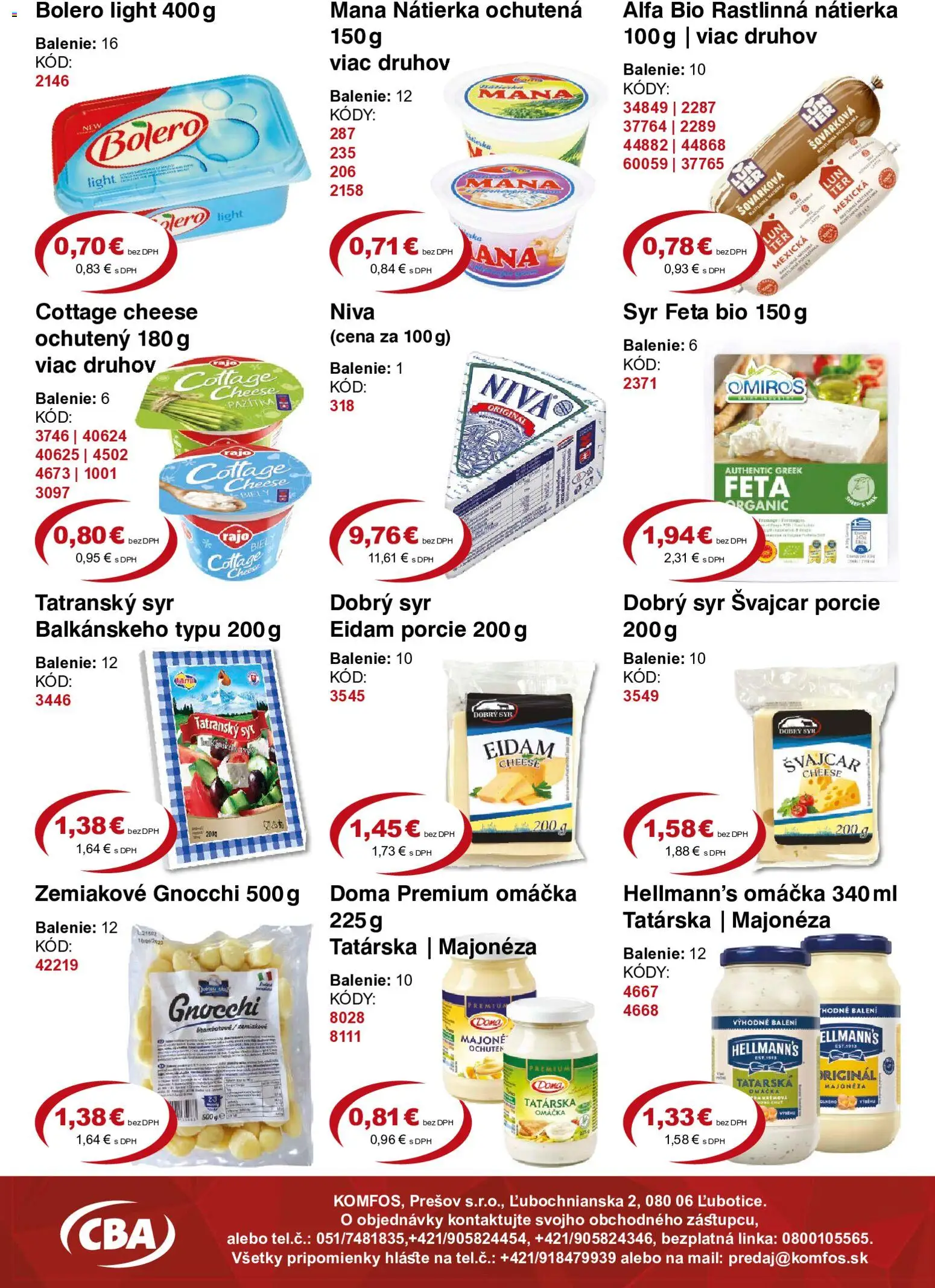 Nové CBA Komfos akcie – leták je platný od 17.07.2026 | Strana: 3 | Produkty: Syr, Pažítka, Eidam, Omáčka
