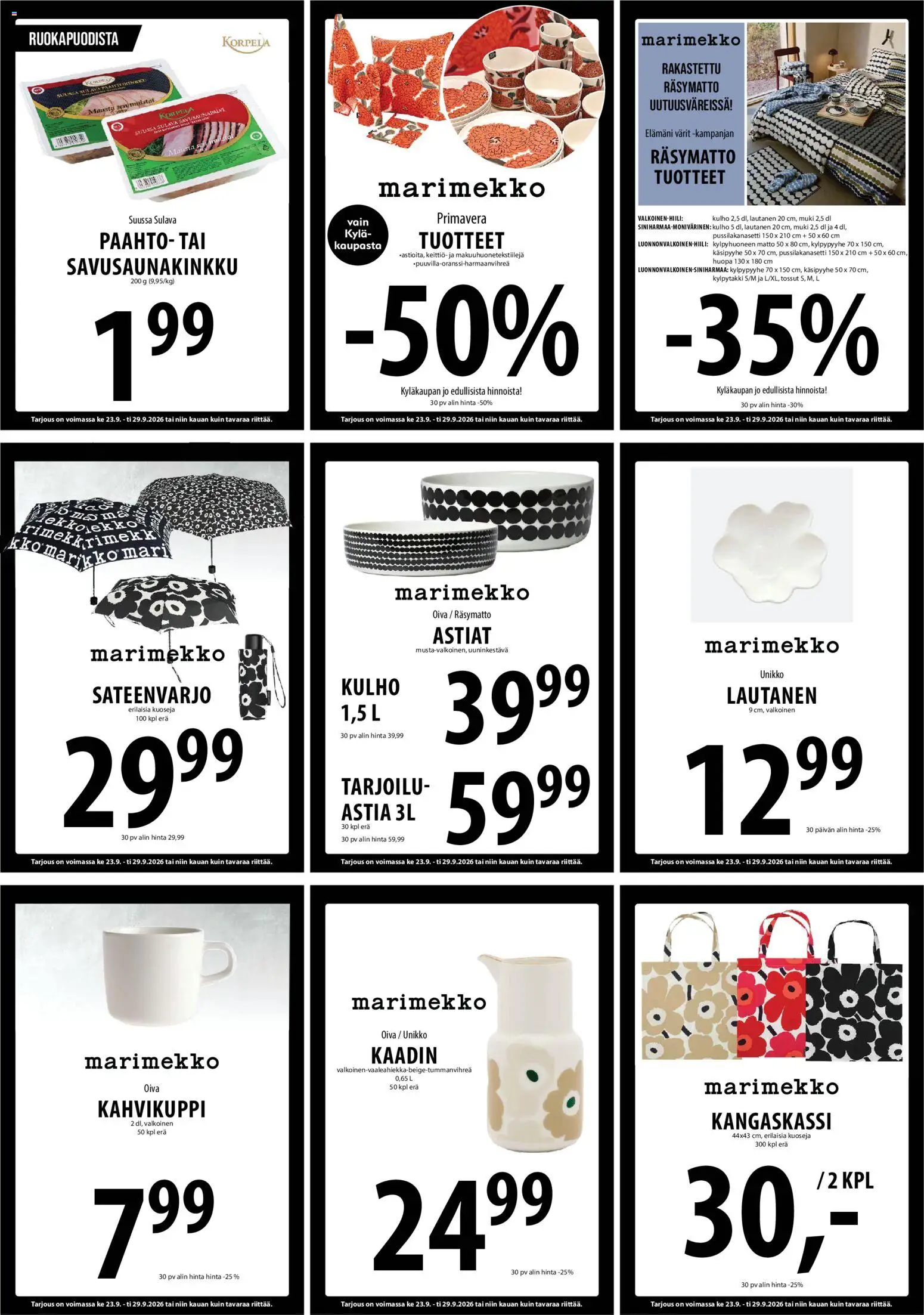 Tuuri tarjoukset – voimassa 23/09/2026 alkaen | Sivu: 10 | Tuotteet: Keittiö, Kylpytakki, Tossut, Lautanen