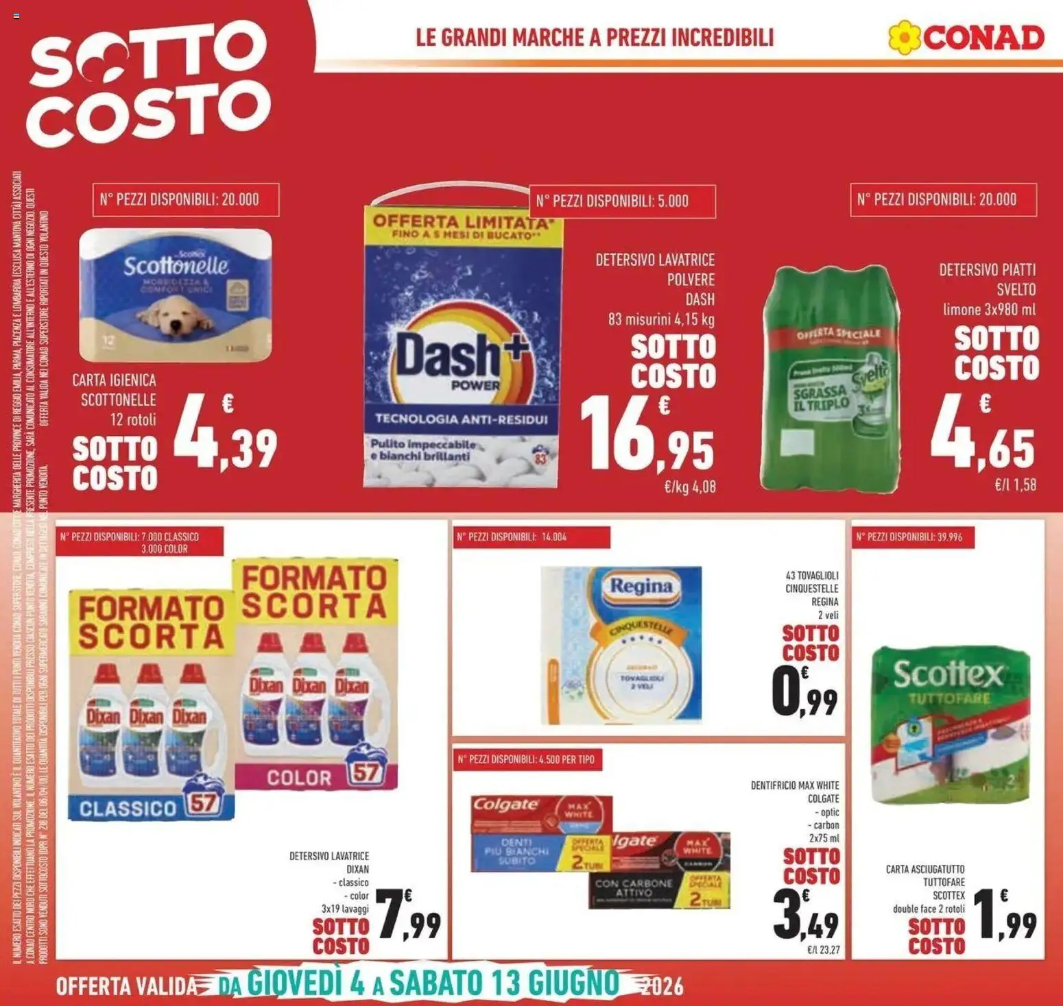 Volantino Conad del 03.06.2026 | Pagina: 10 | Prodotti: Carta igienica, Dentifricio, Limone, Lavatrice
