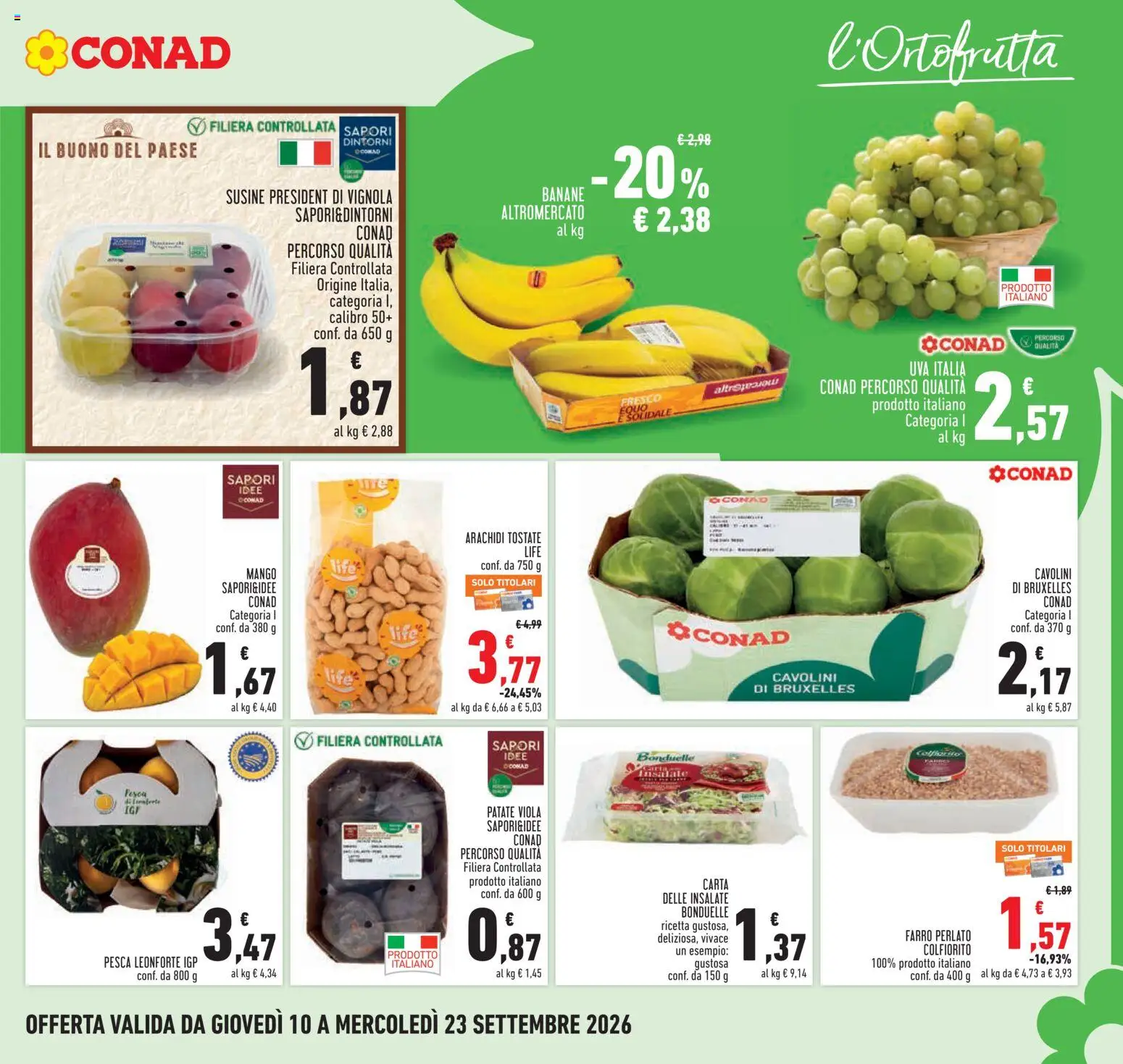 Volantino Conad del 10/09/2026 | Pagina: 7 | Prodotti: Patate, Pesca, Arachidi, Susine