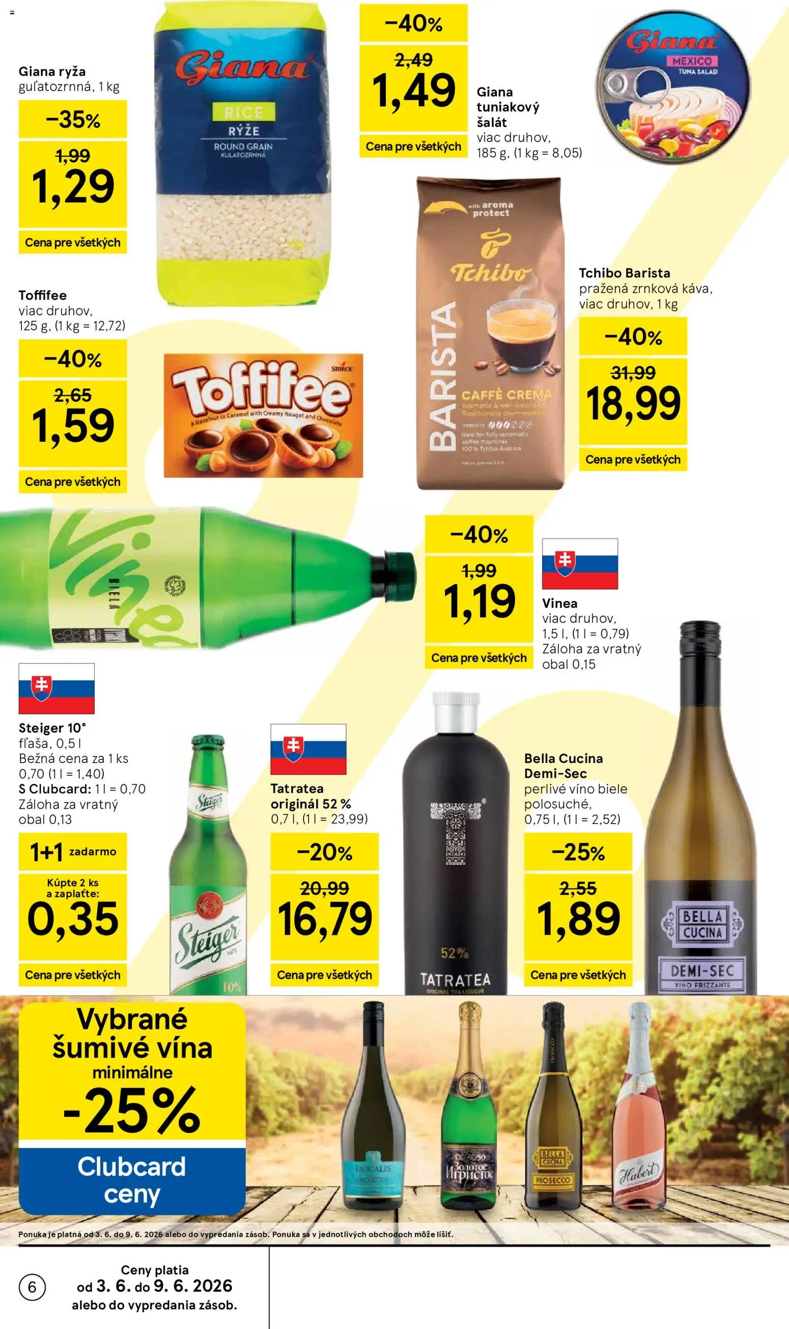 Nové Tesco akcie – leták je platný od 03.06.2026 | Strana: 6 | Produkty: Barista, Toffifee, Perlivé víno, Vinea