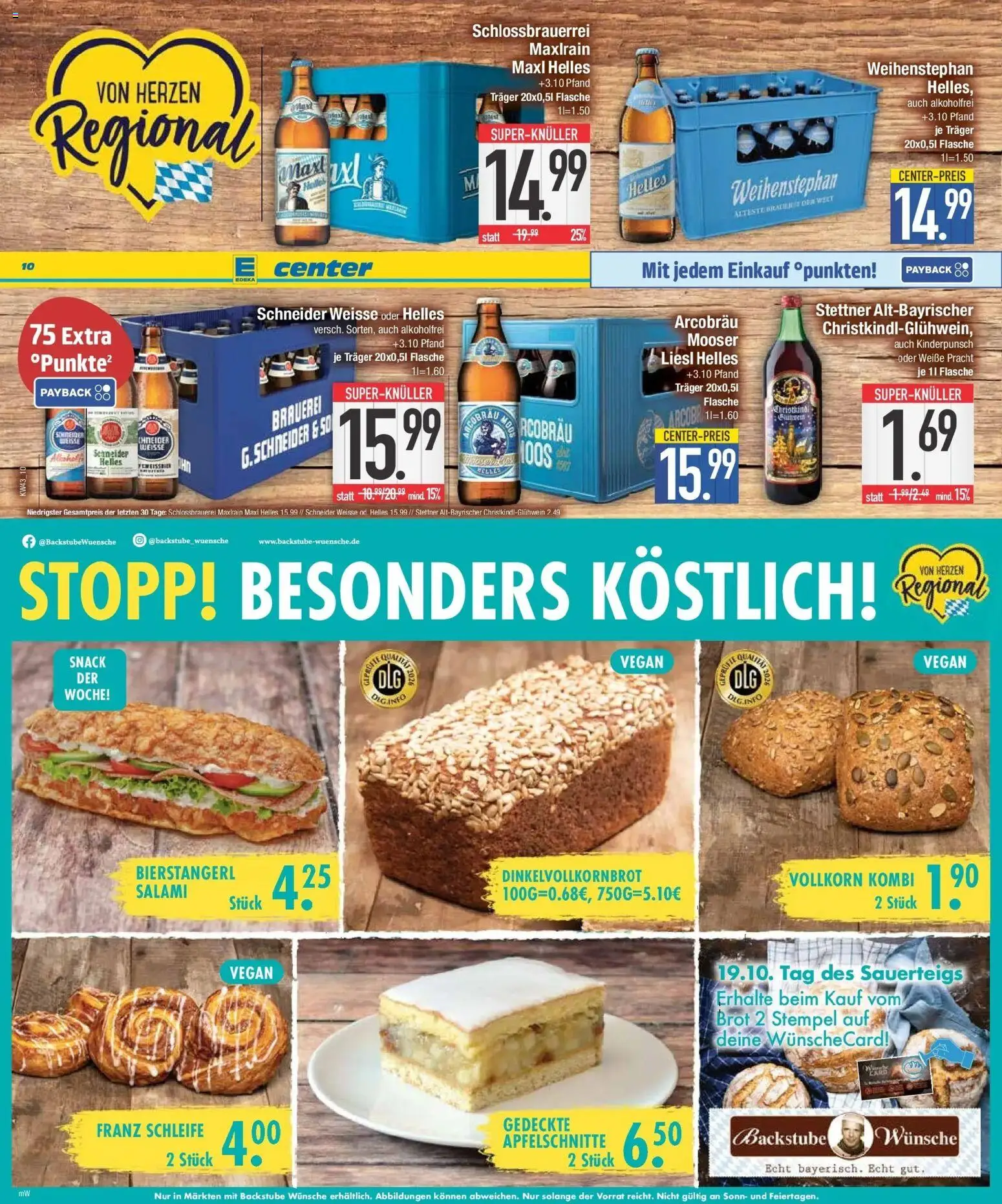 E center Prospekt Donauwörth (ab 19.10.2026) zum Blättern | Seite: 10 | Produkte: Brot, Salami