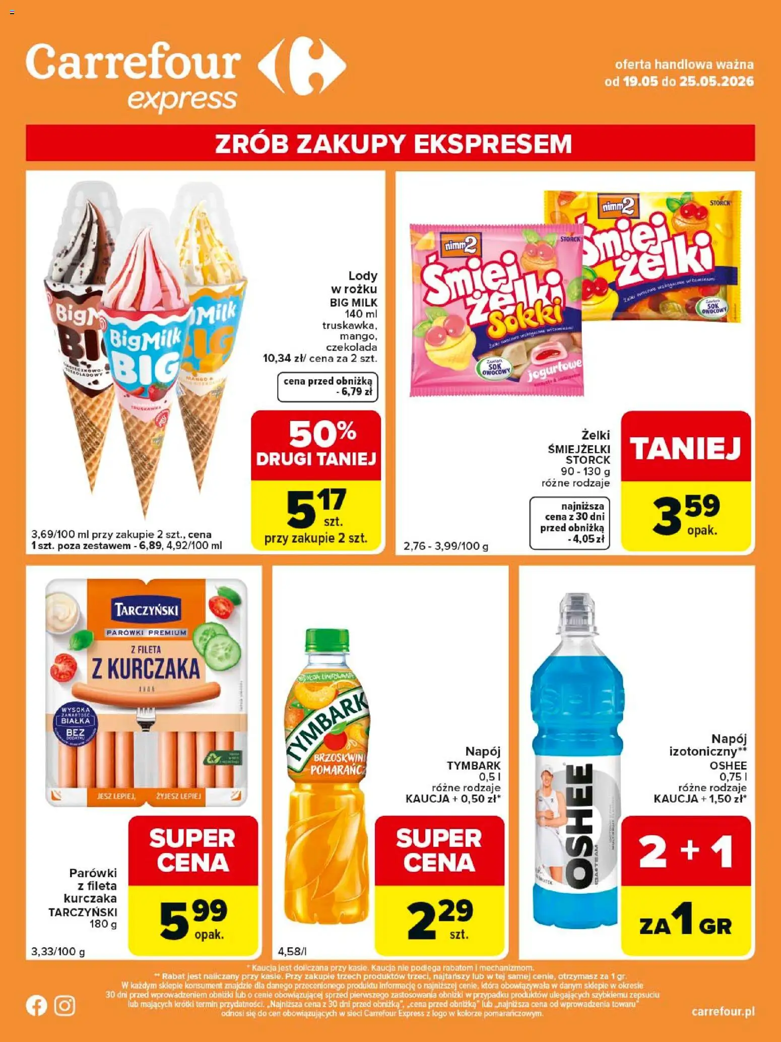 Carrefour gazetka - Express II od 19.05.2026 | Strona: 2 | Produkty: Parówki, Big Milk, Czekolada, Lody